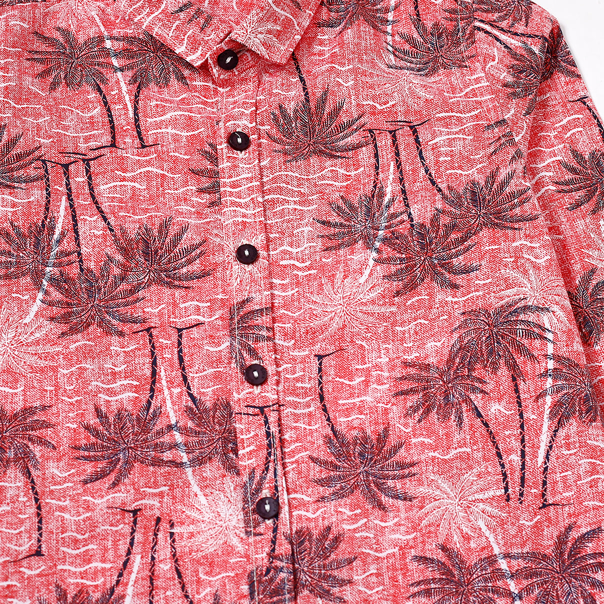 Red Printed Casual Shirt