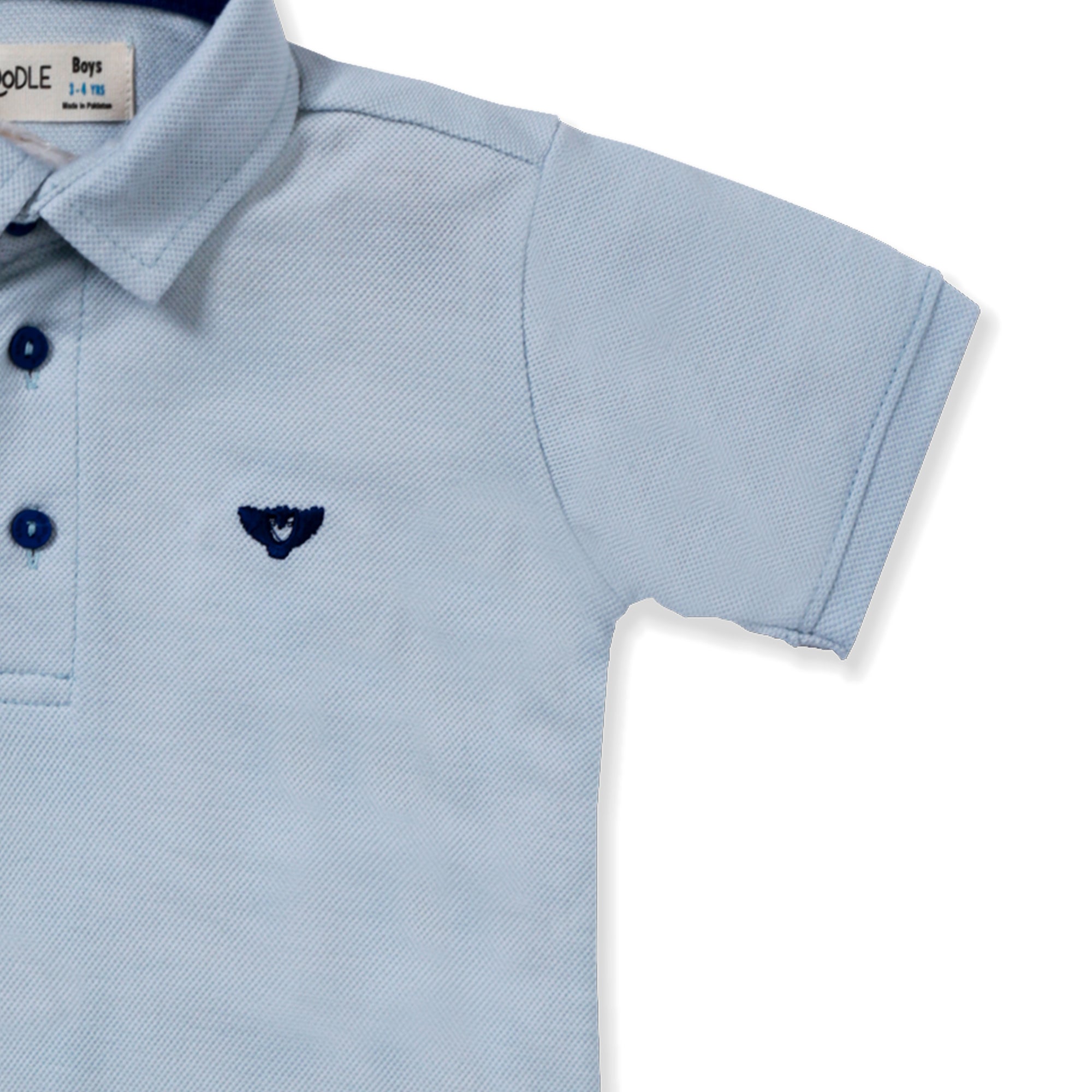 Sky Blue Logo Embroidered Polo Shirt