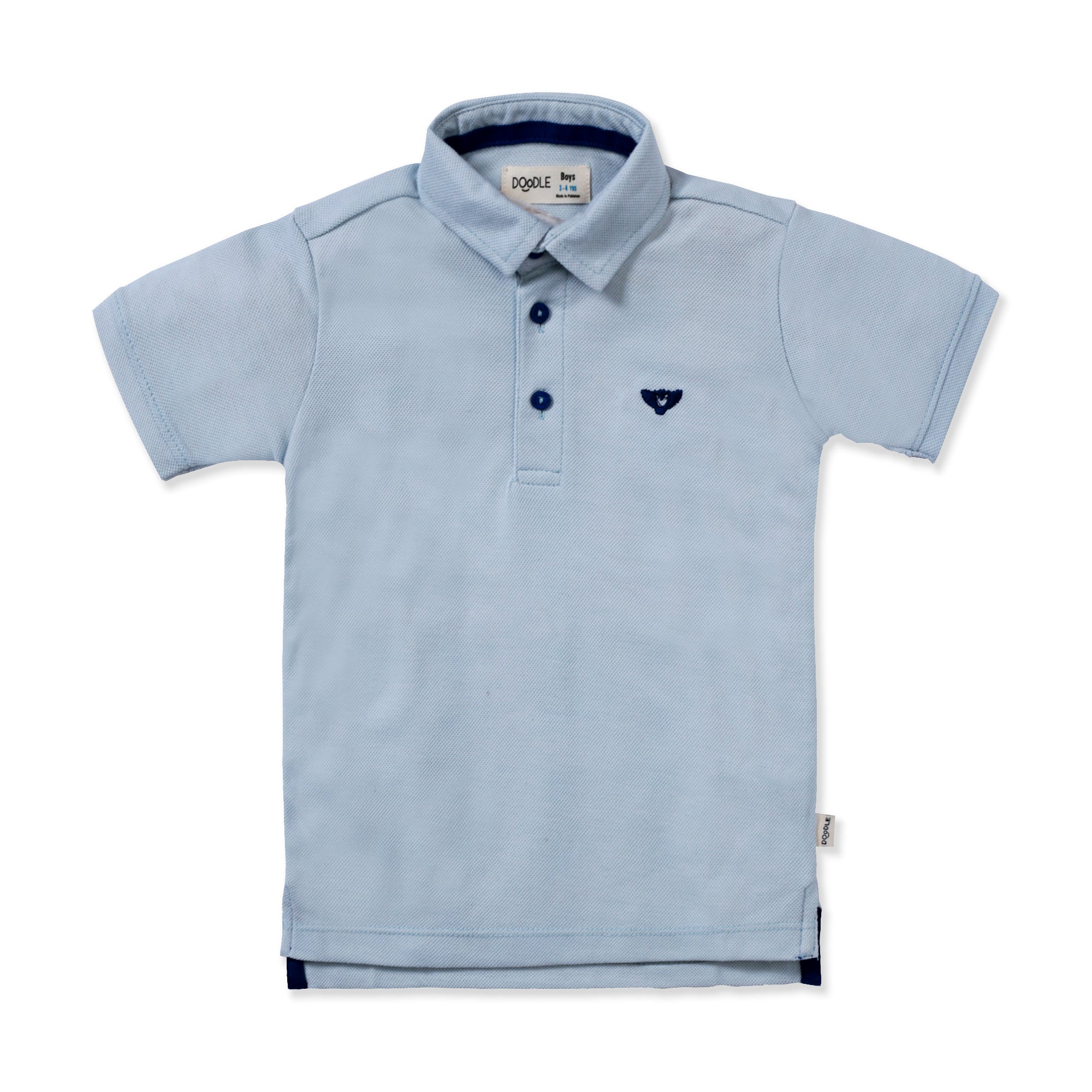 Sky Blue Logo Embroidered Polo Shirt