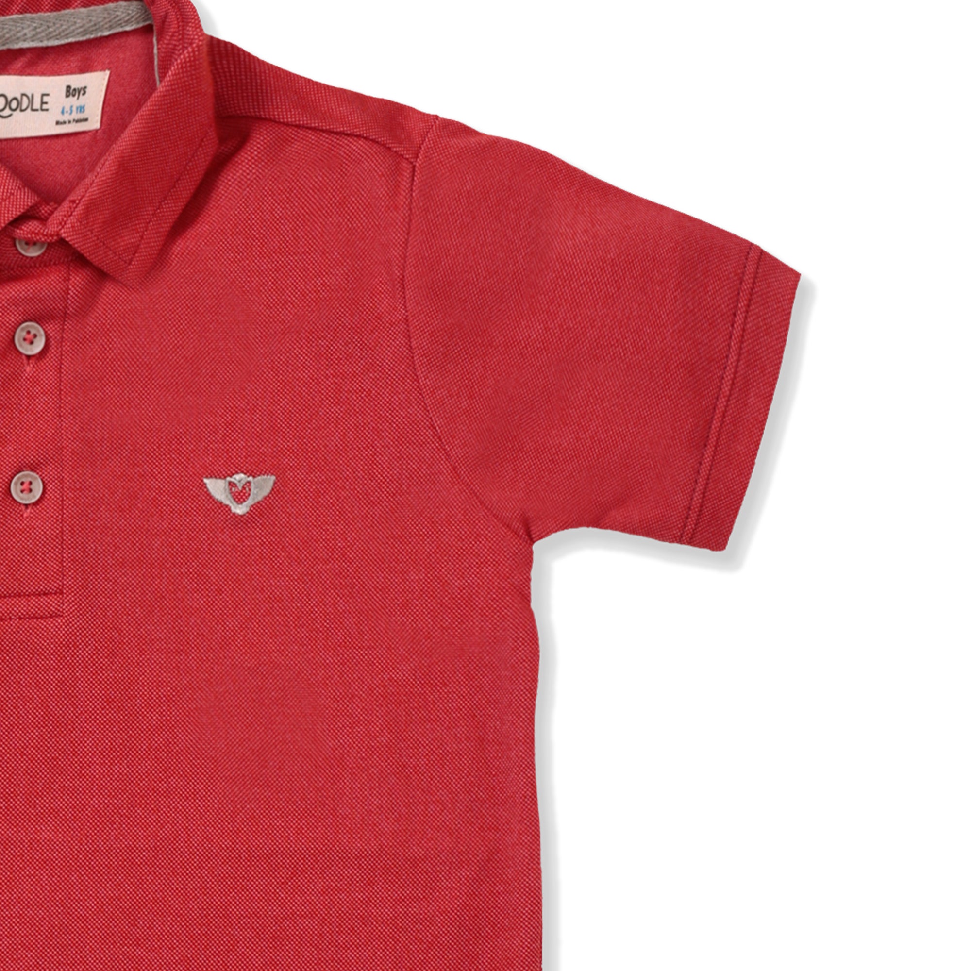 Red Logo Embroidered Polo Shirt