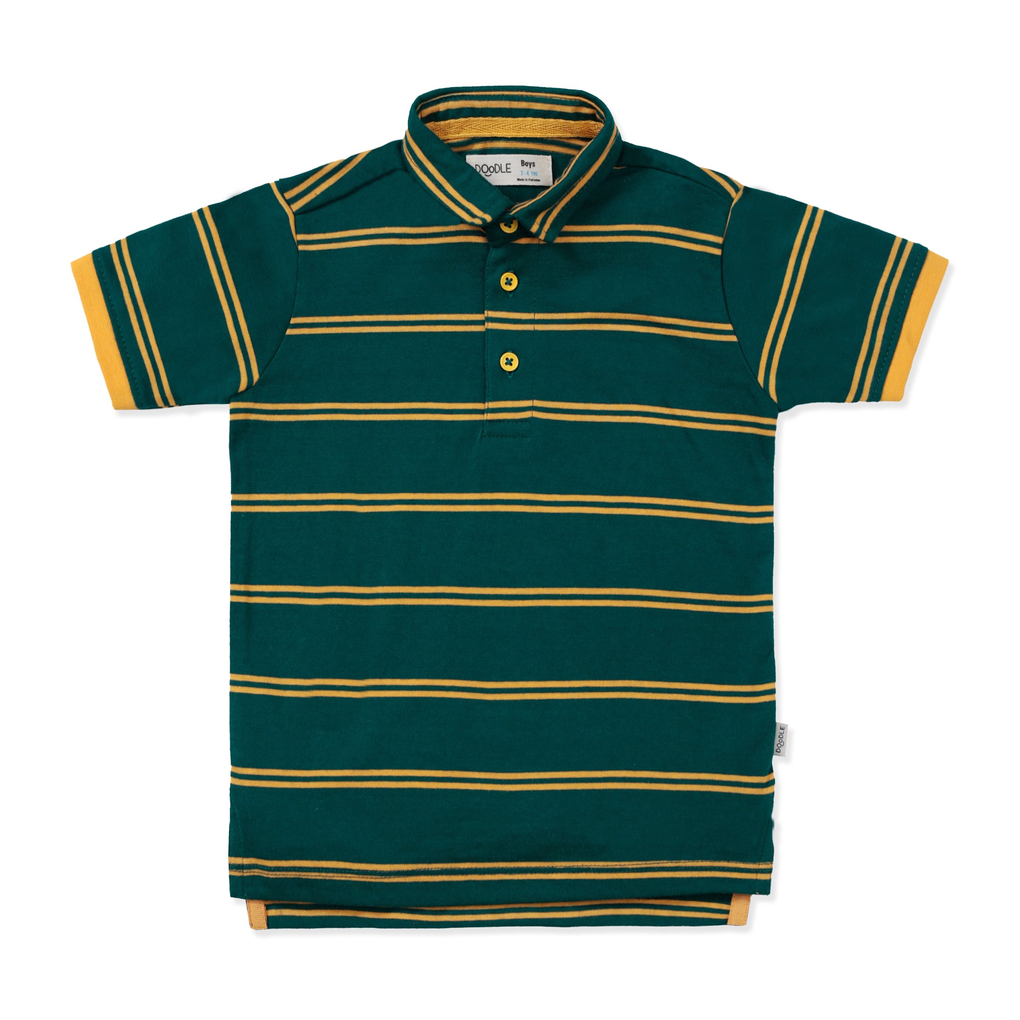 Green Logo Embroidered Stripped Polo Shirt
