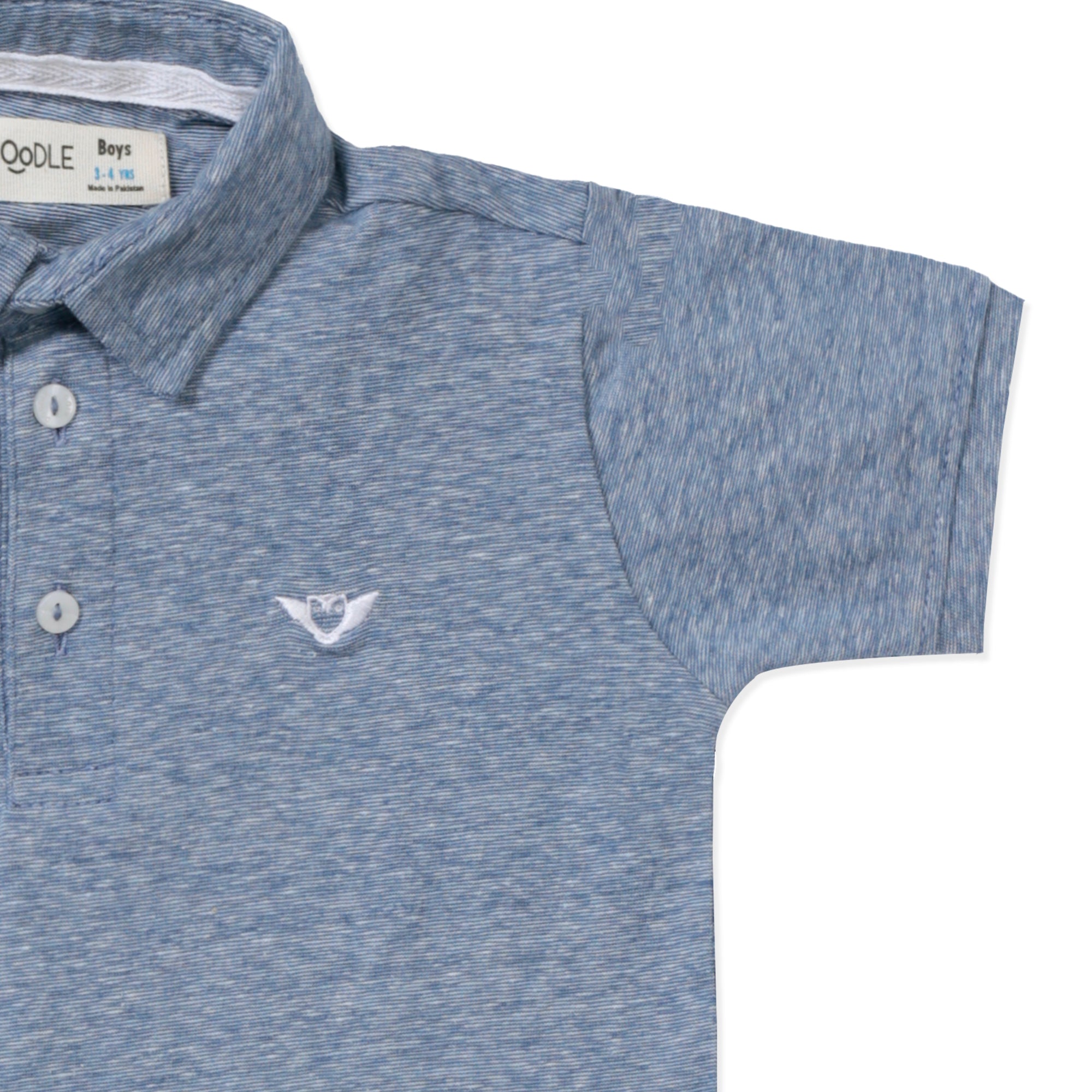 Grey/Blue Logo Embroidered Polo Shirt