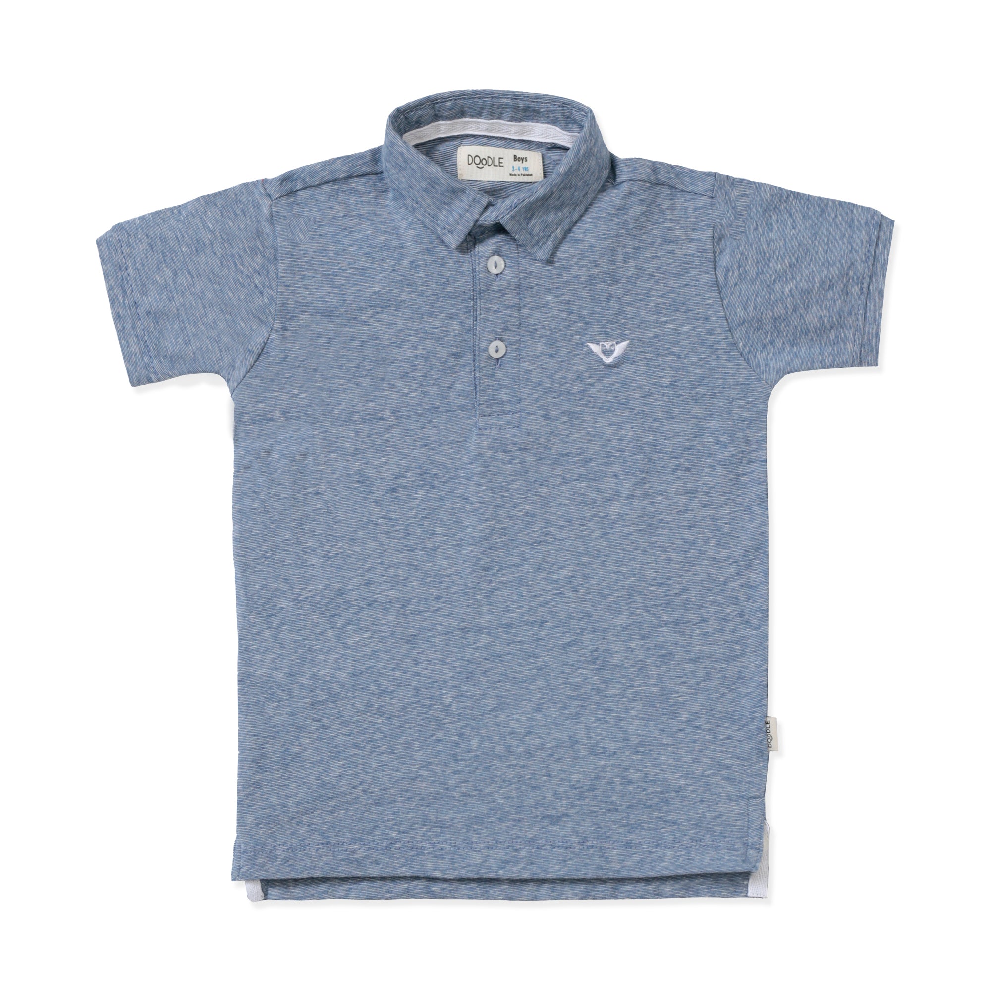 Grey/Blue Logo Embroidered Polo Shirt
