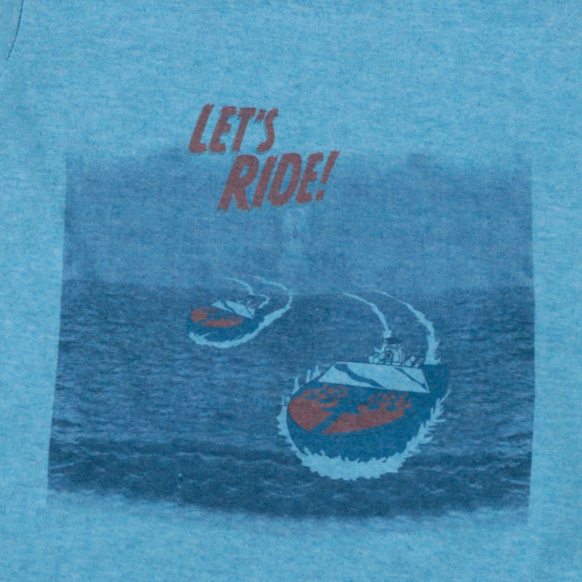 Sky Blue "Let'S Ride" Graphic T-Shirt