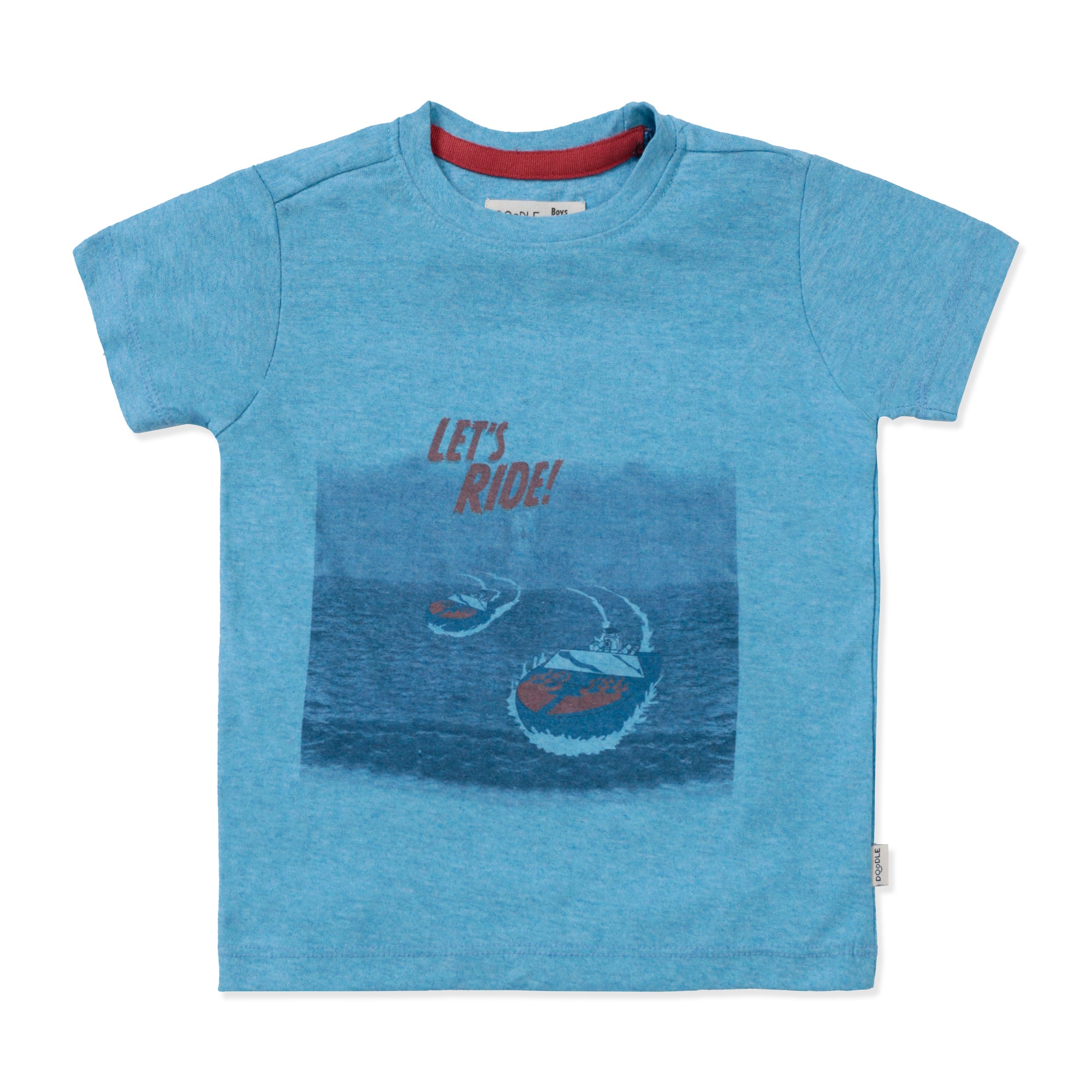 Sky Blue "Let'S Ride" Graphic T-Shirt