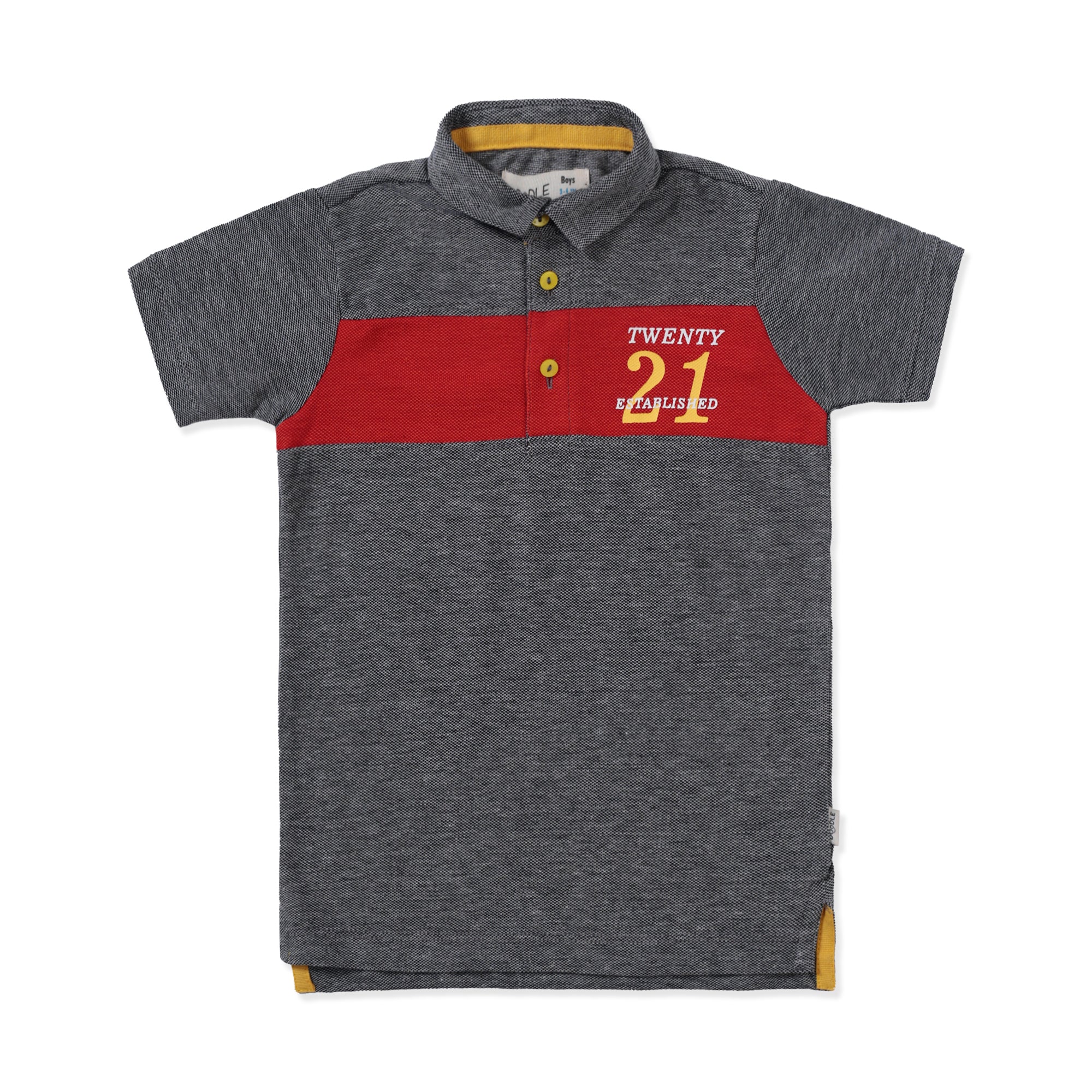 Contracted Panel Charcoal Black Polo Shirt