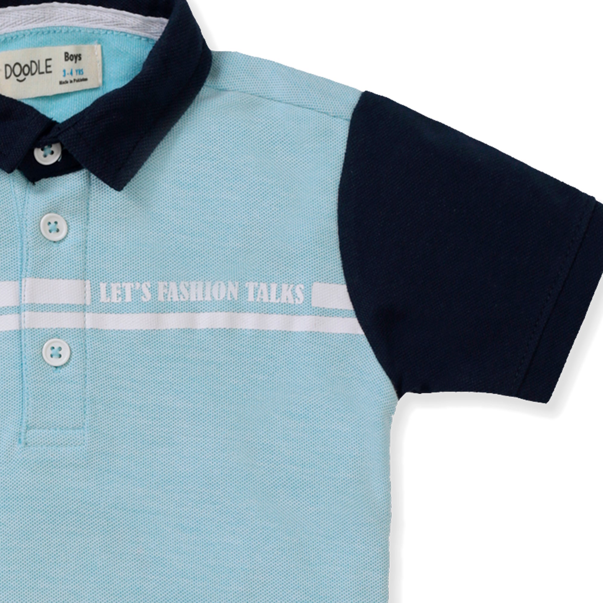 Sky Blue Contracted Panel Polo Shirt