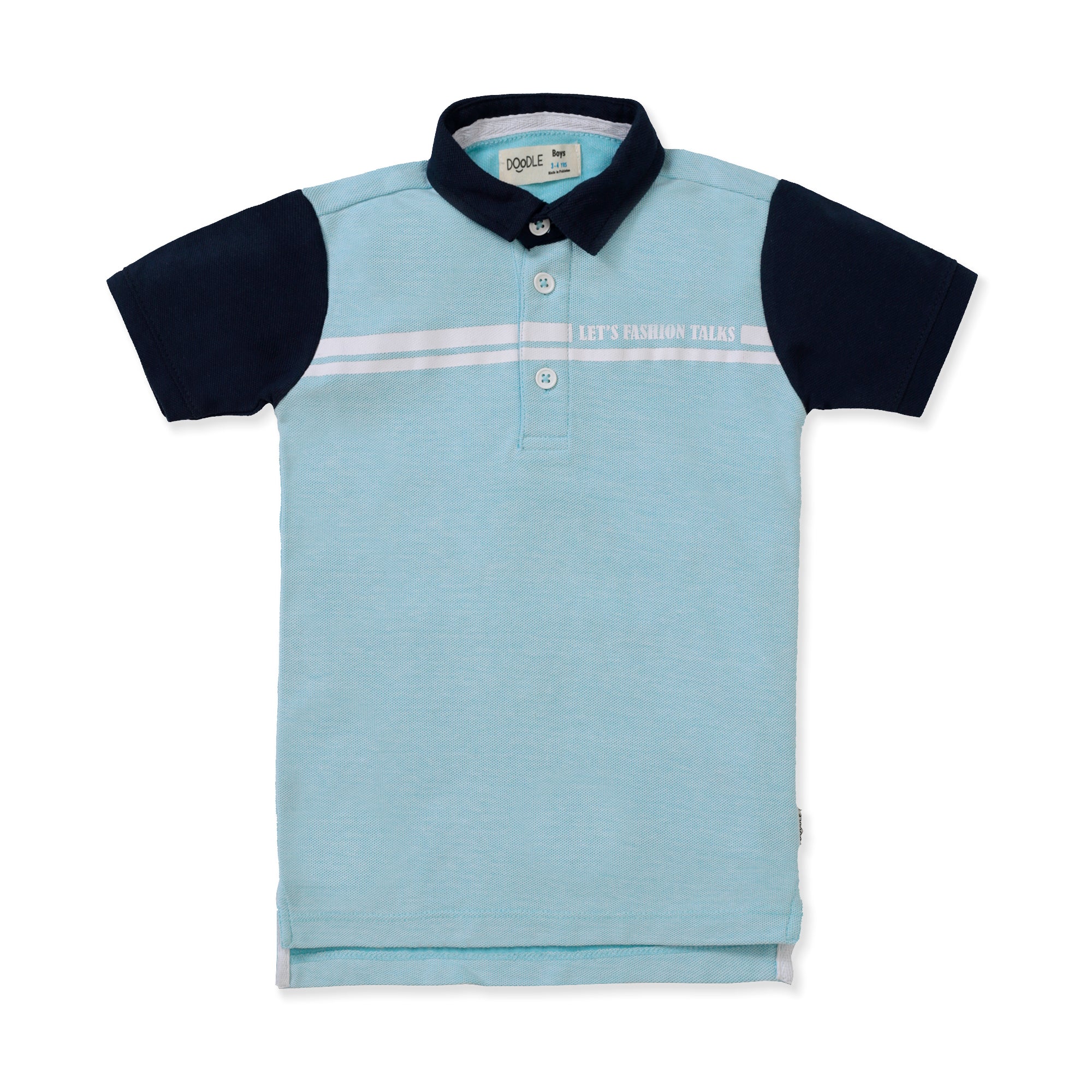 Sky Blue Contracted Panel Polo Shirt