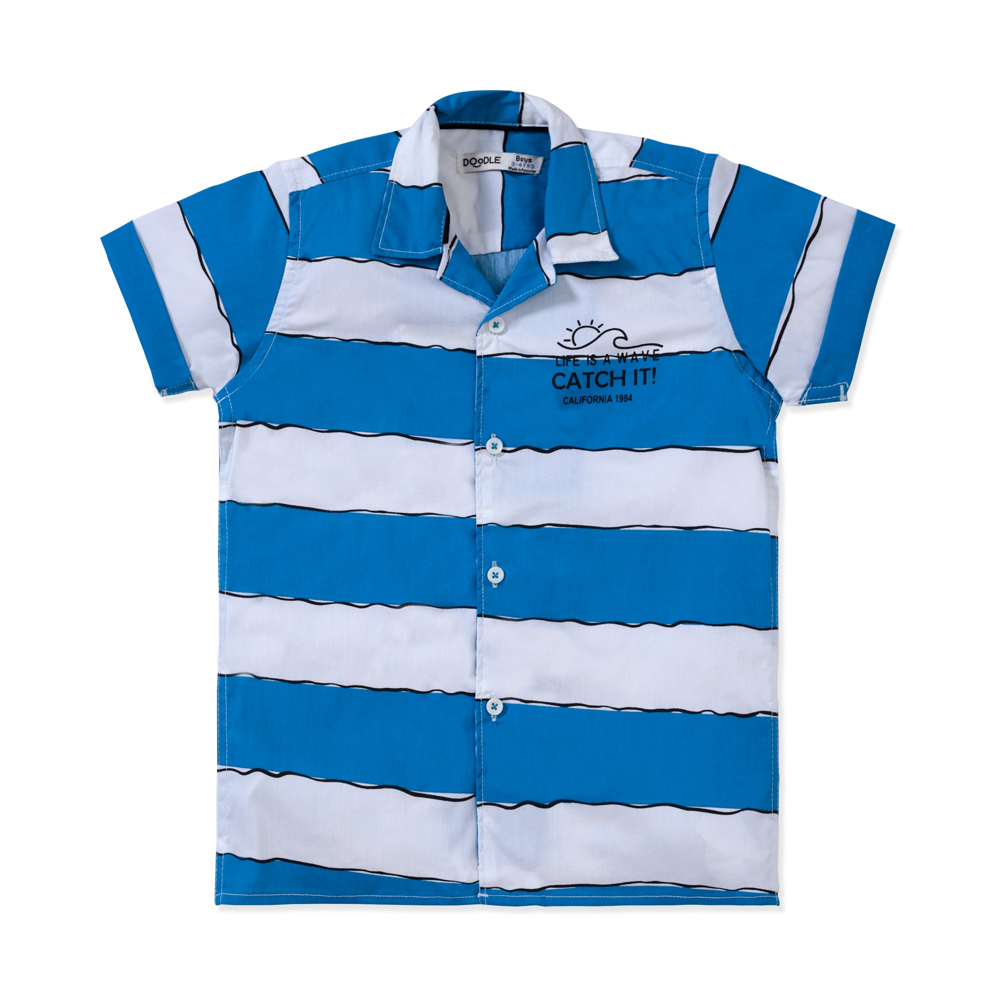 White And Blue Horizontal Lining Shirt