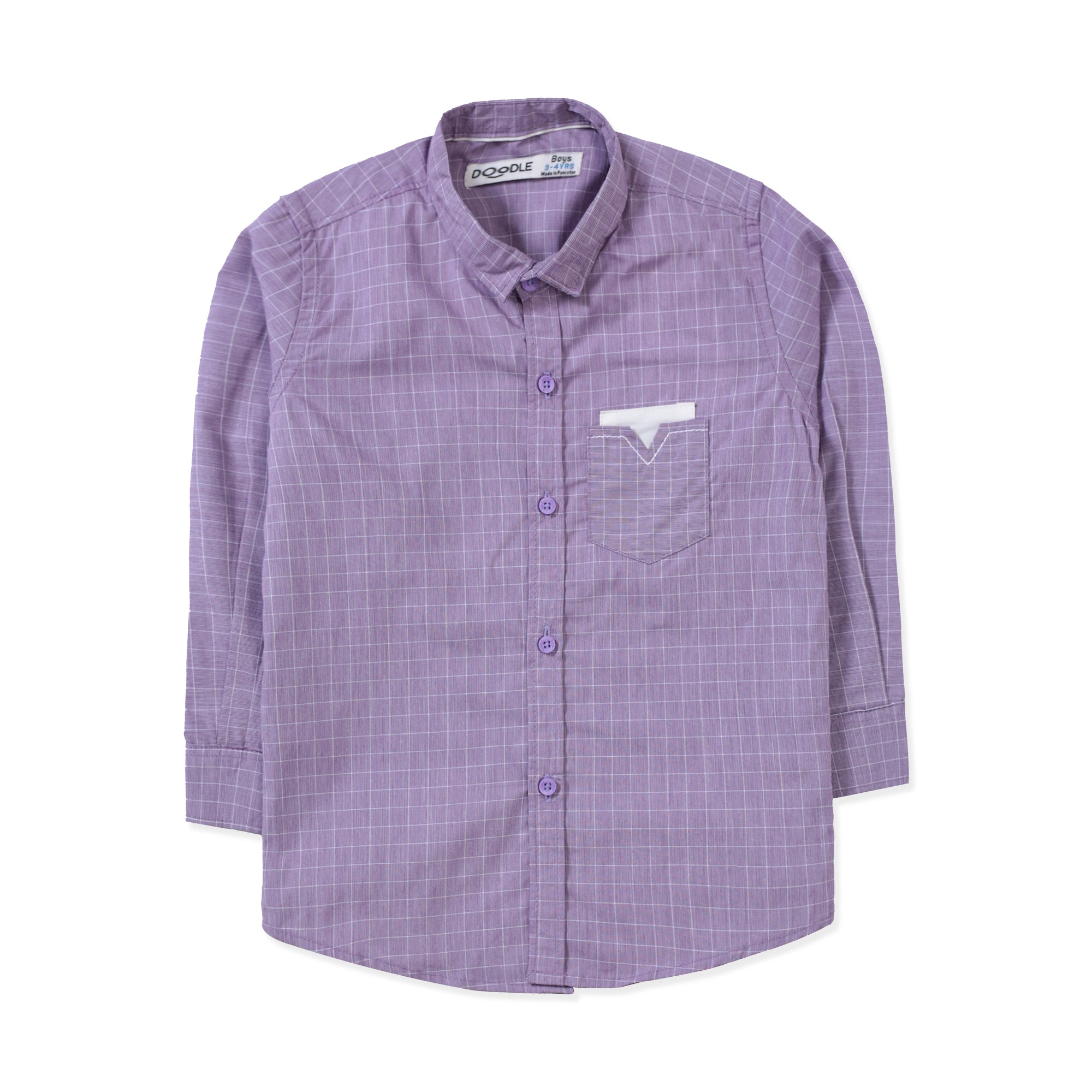 Purple Casual Shirt With Contrast Pocket