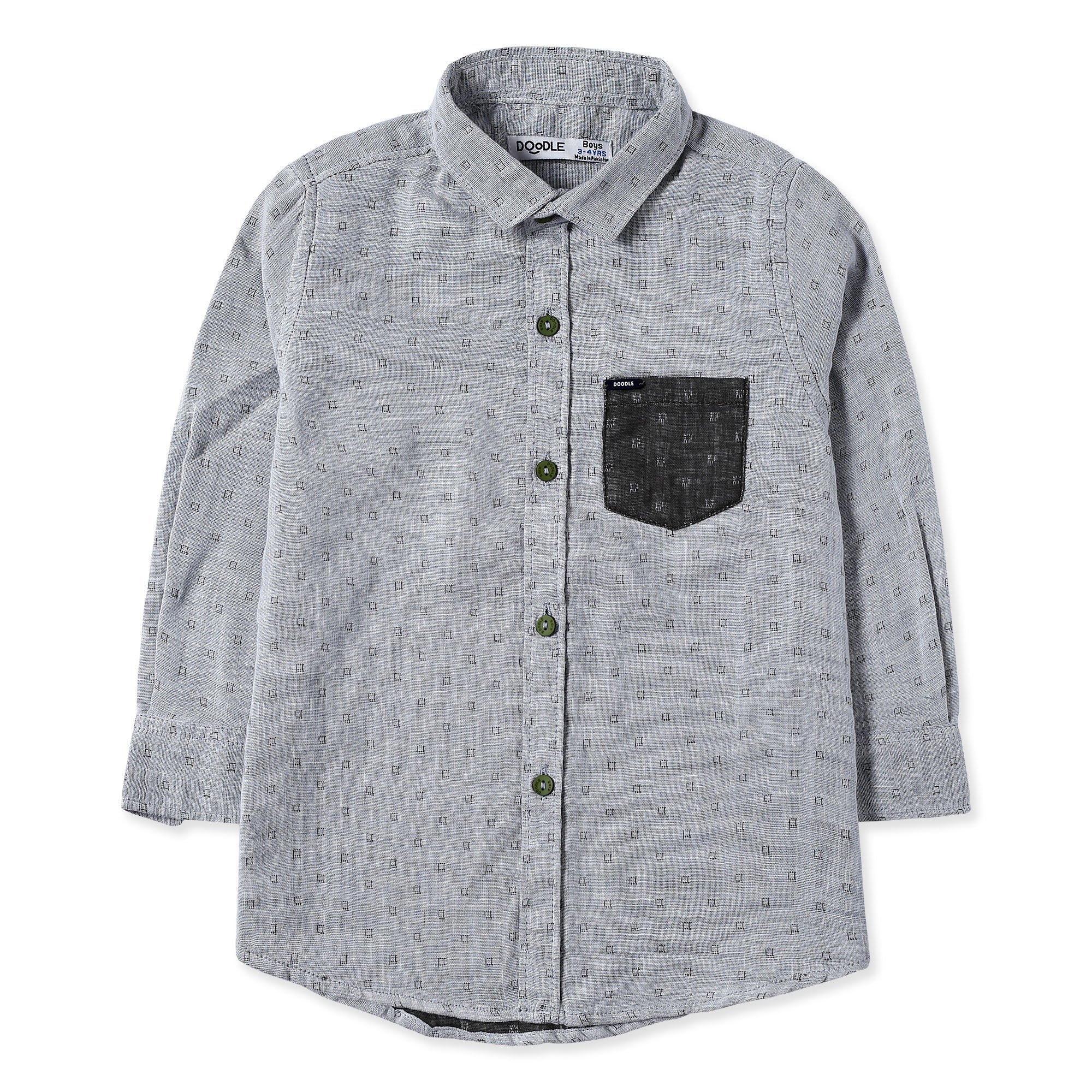 Grey Bonded Fabric Casual Shirt