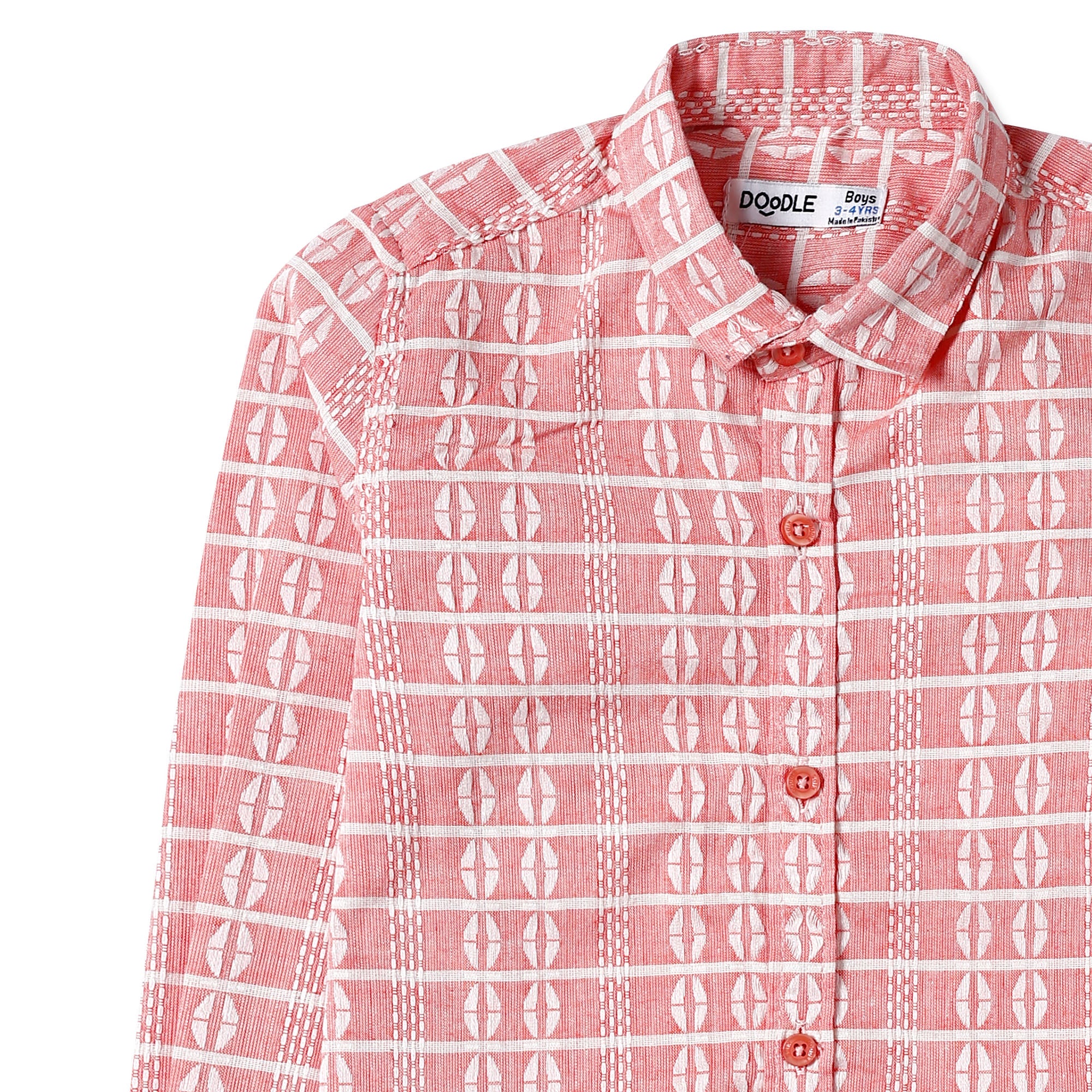 Self Textured Pink Casual Shirt