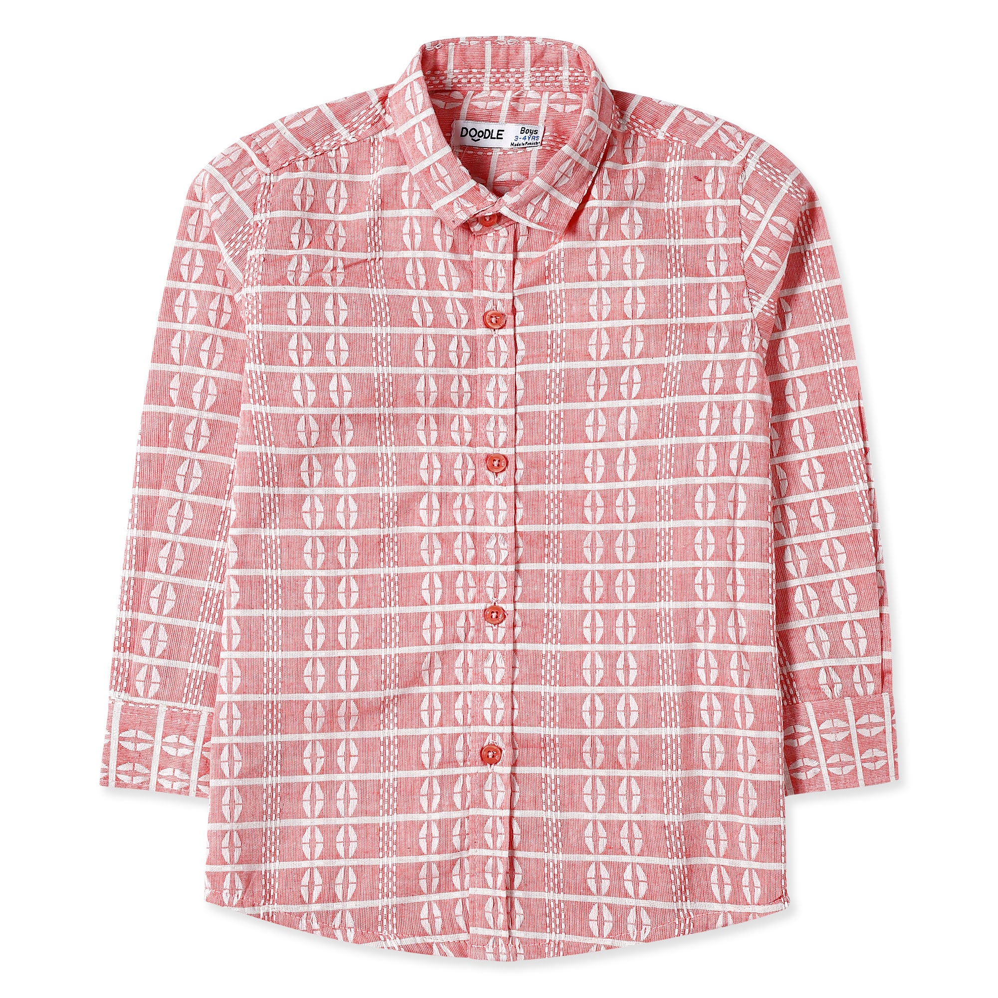 Self Textured Pink Casual Shirt