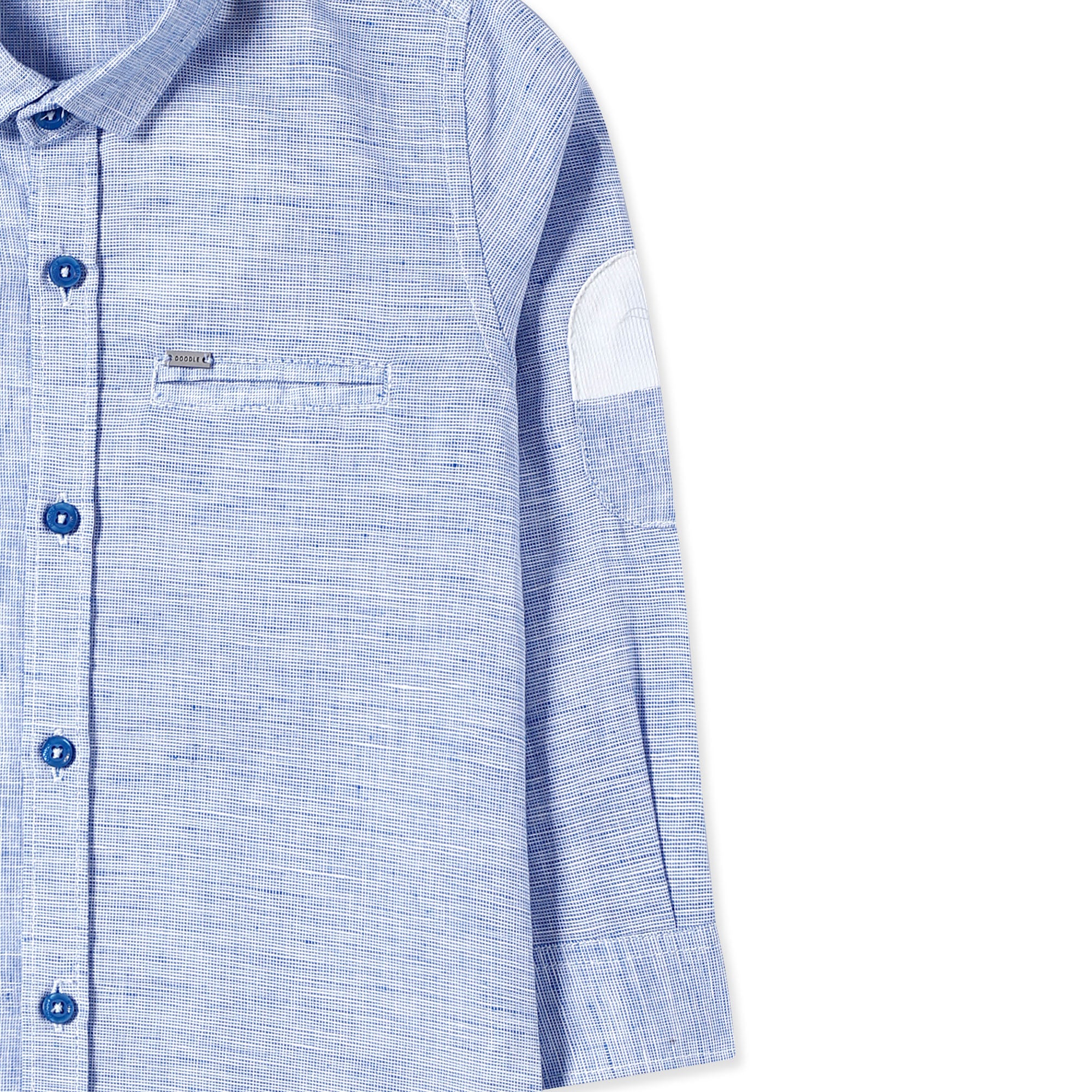 Blue Chambray Shirt with White Contrast Elbows
