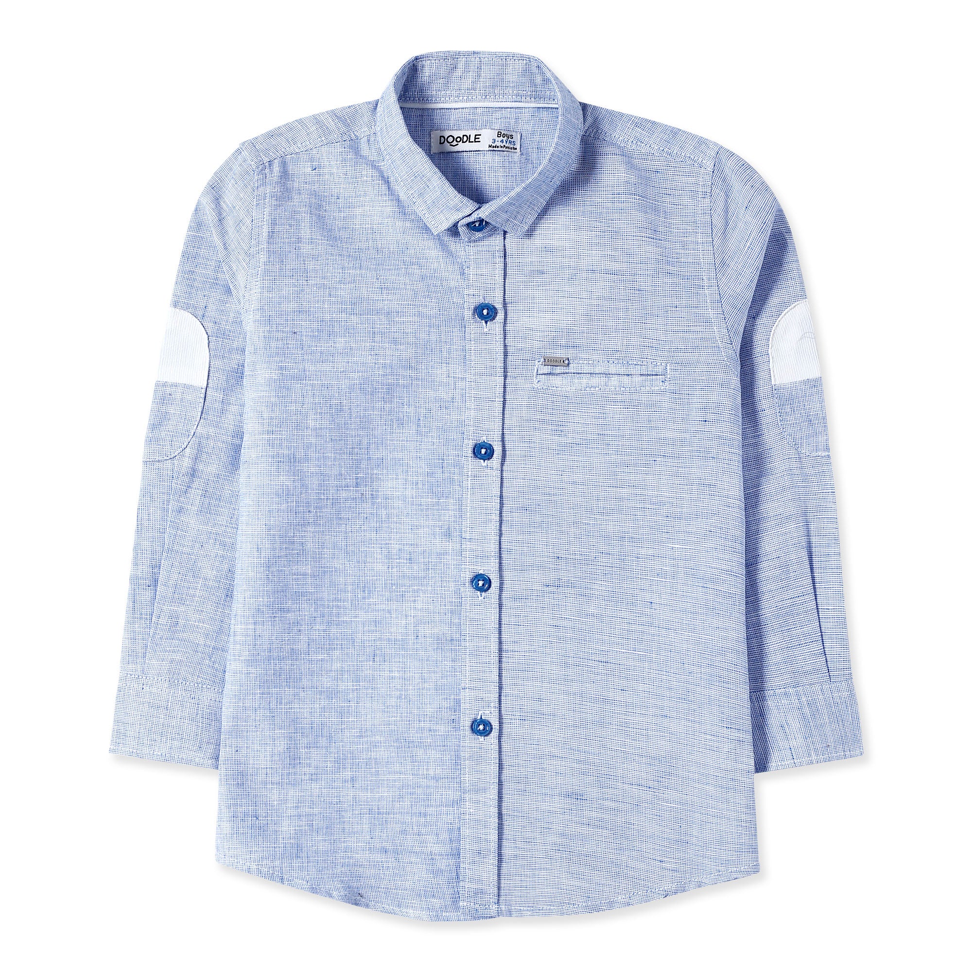 Blue Chambray Shirt with White Contrast Elbows