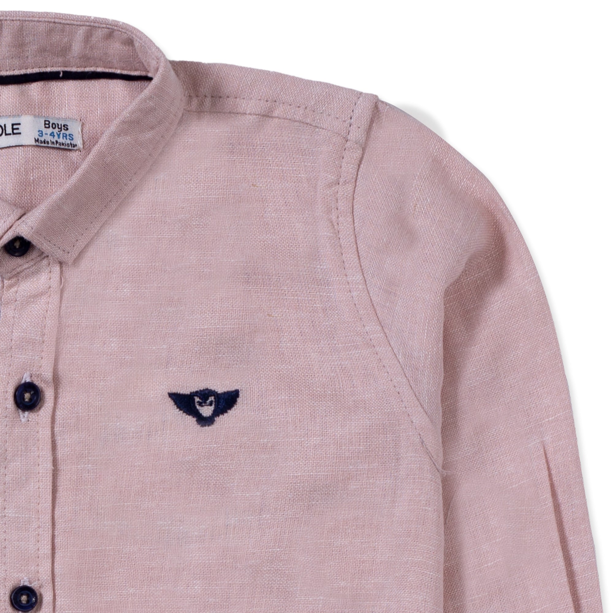 Baby Pink Embroidered Logo Casual Shirt