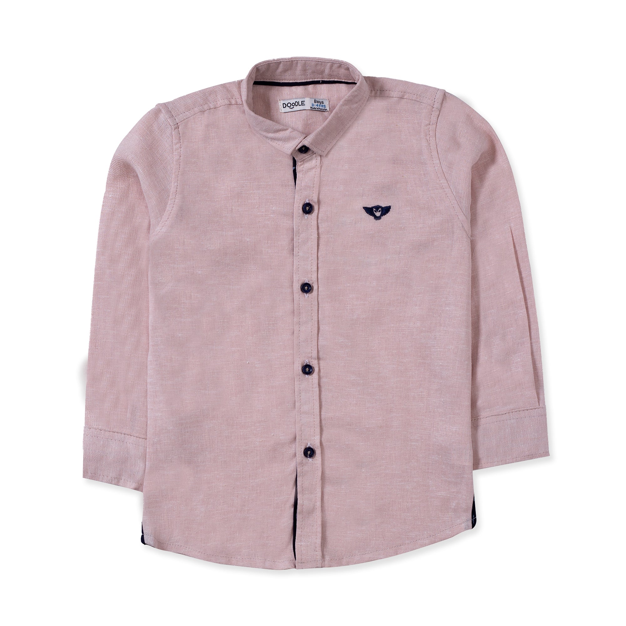 Baby Pink Embroidered Logo Casual Shirt