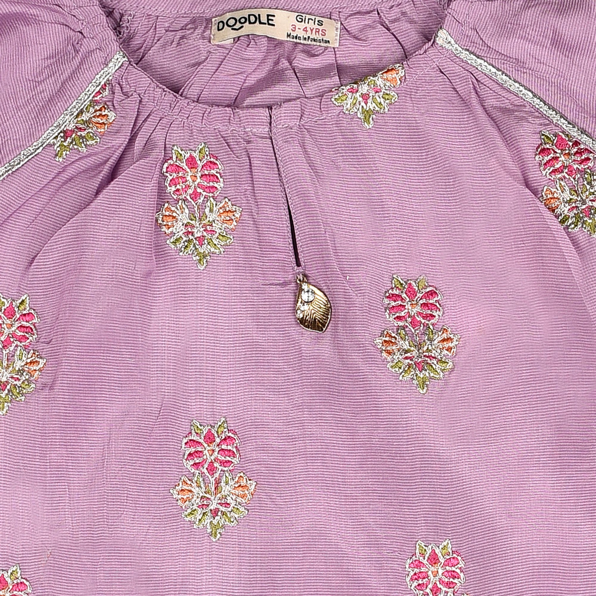 3-Pc Pink Embroidered Dress
