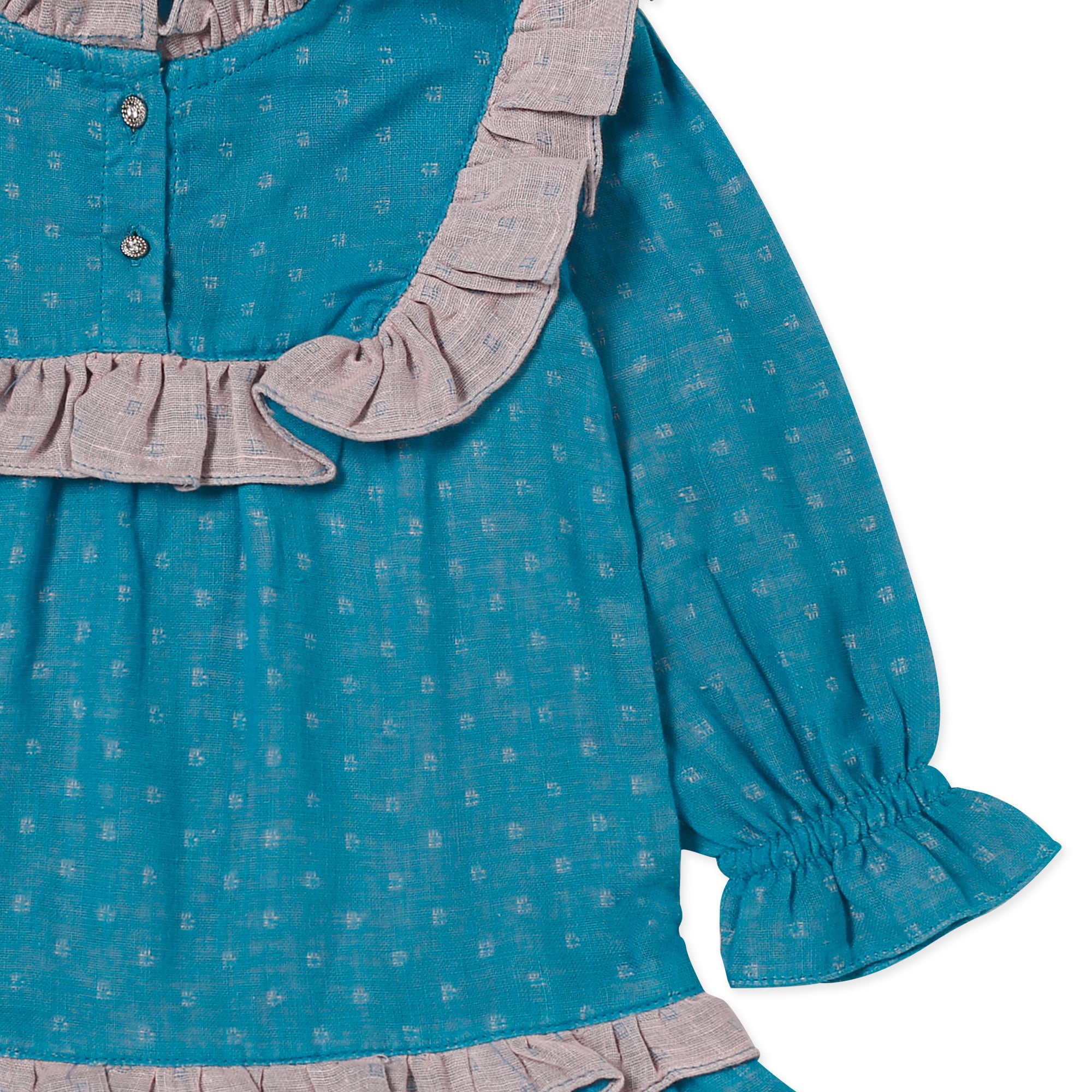 Basic Aqua Blue Frilled Frock