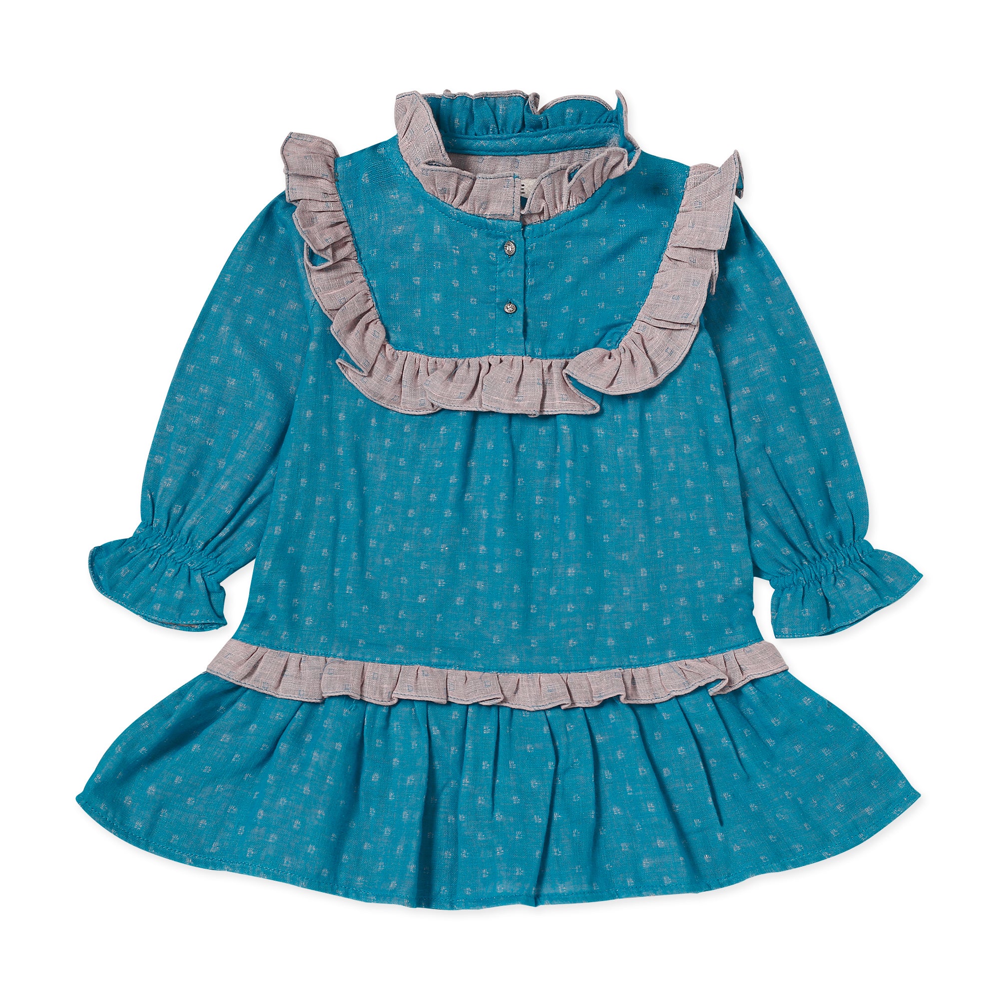 Basic Aqua Blue Frilled Frock