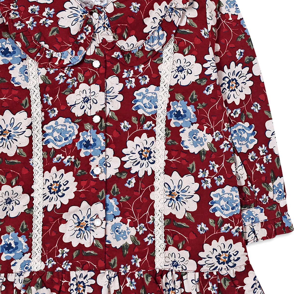 Maroon With White Flower Printed Frock