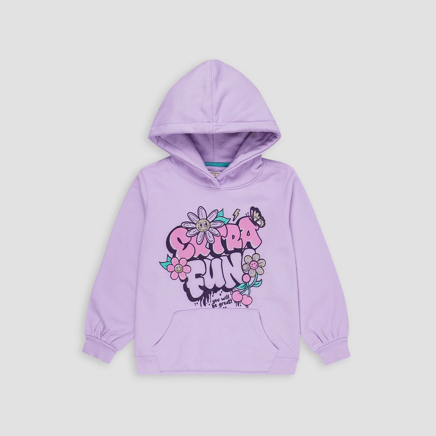 Lilac "Super Fun" Fleece Hoodie