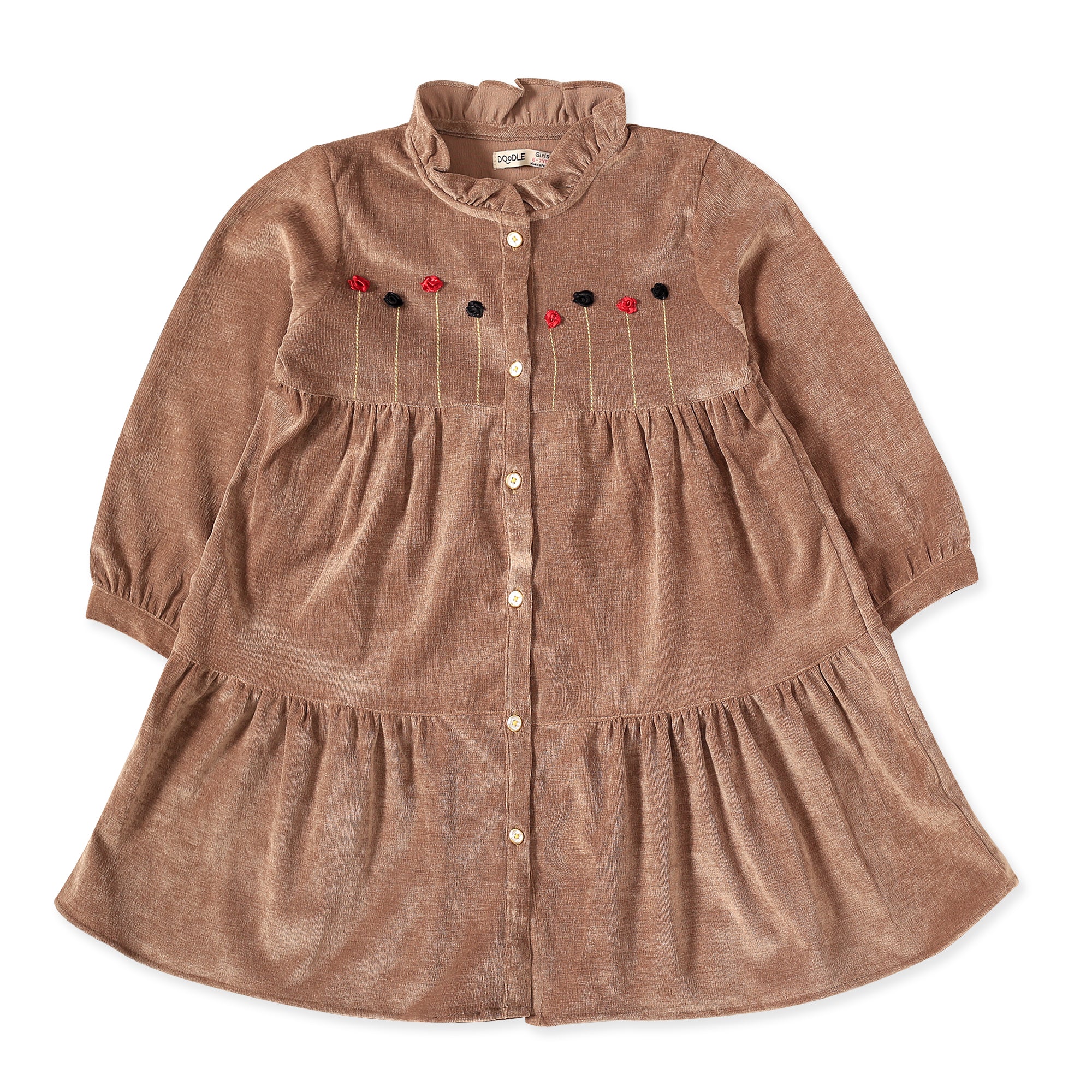 Brown Girl's Check Woven Top