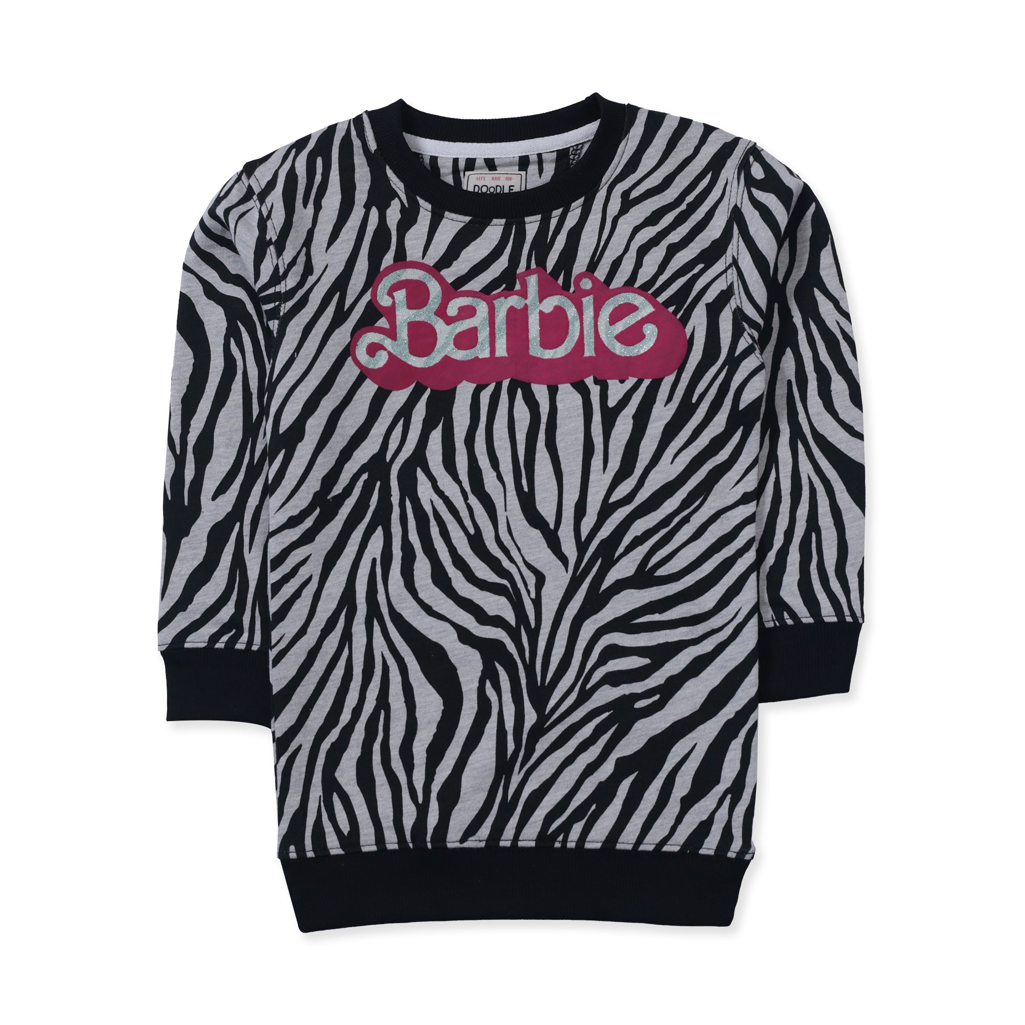Barbie Graphic Black & White Printed Sweatshirt