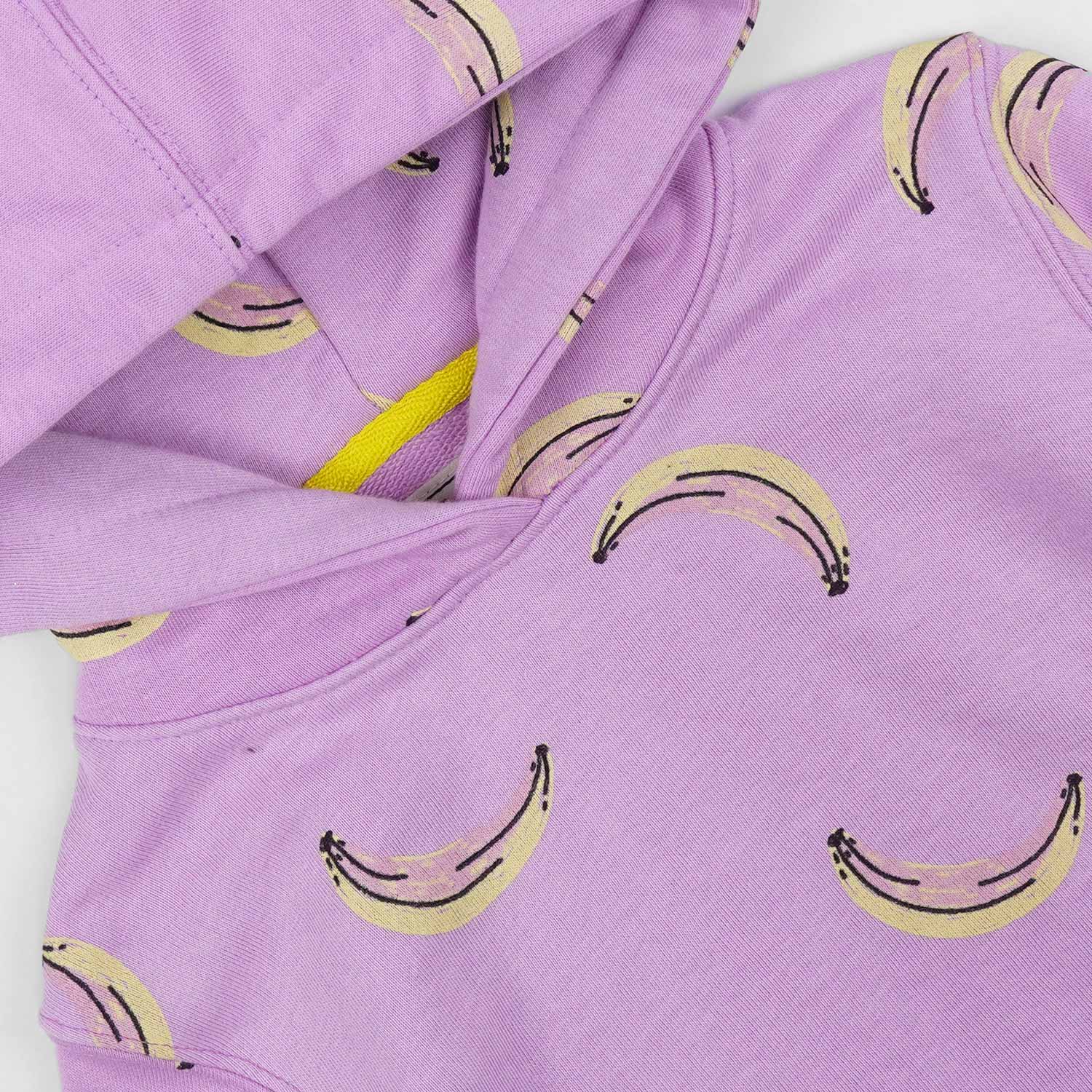 Banana Print Fleece Hoodie Set