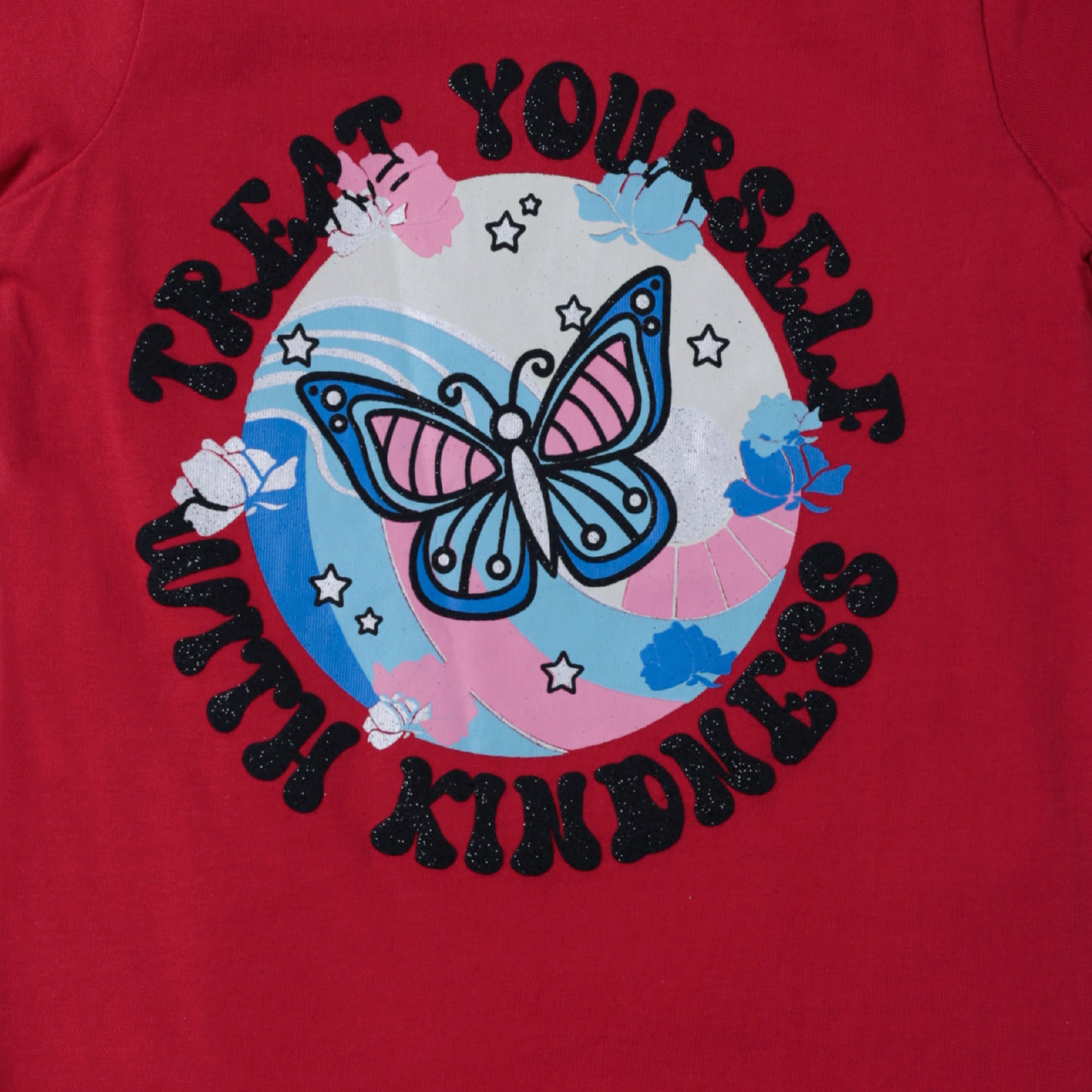 GIRLS BUTTERFLY GRAHPIC TEE-004895-RED