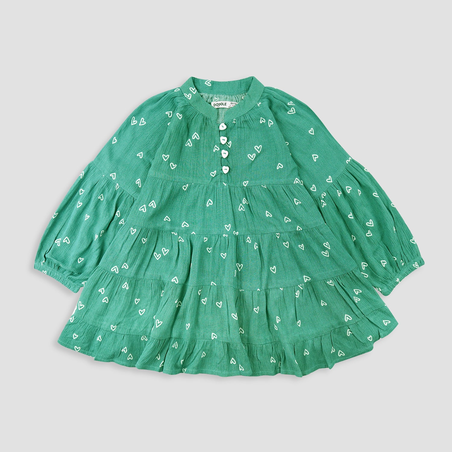 Green Raglon Sleeve Panel Frock