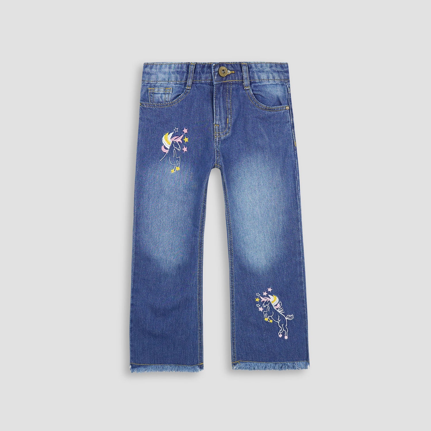 Girls Blue Bellbottom Jeans