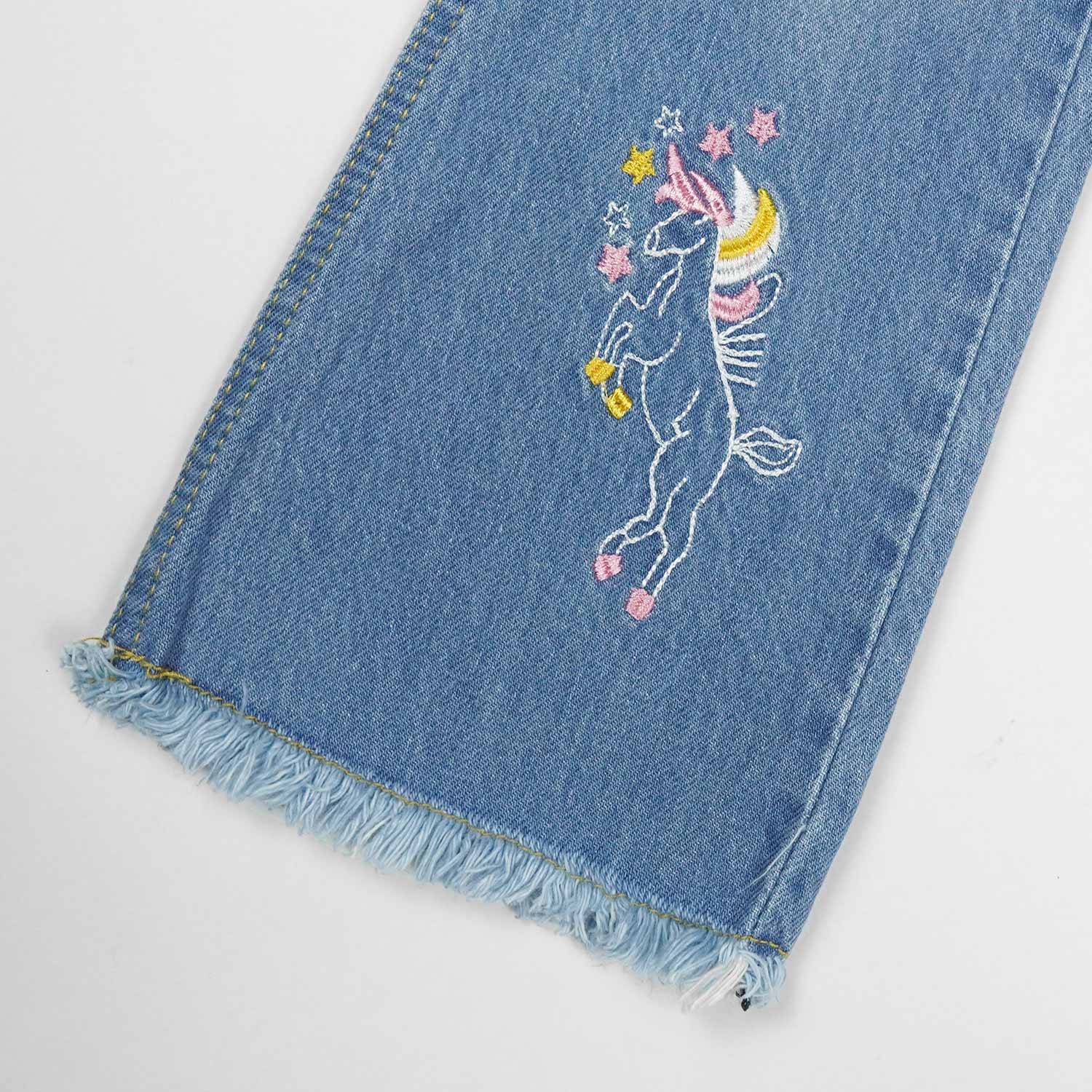 Girls Sky Blue Bellbottom Jeans