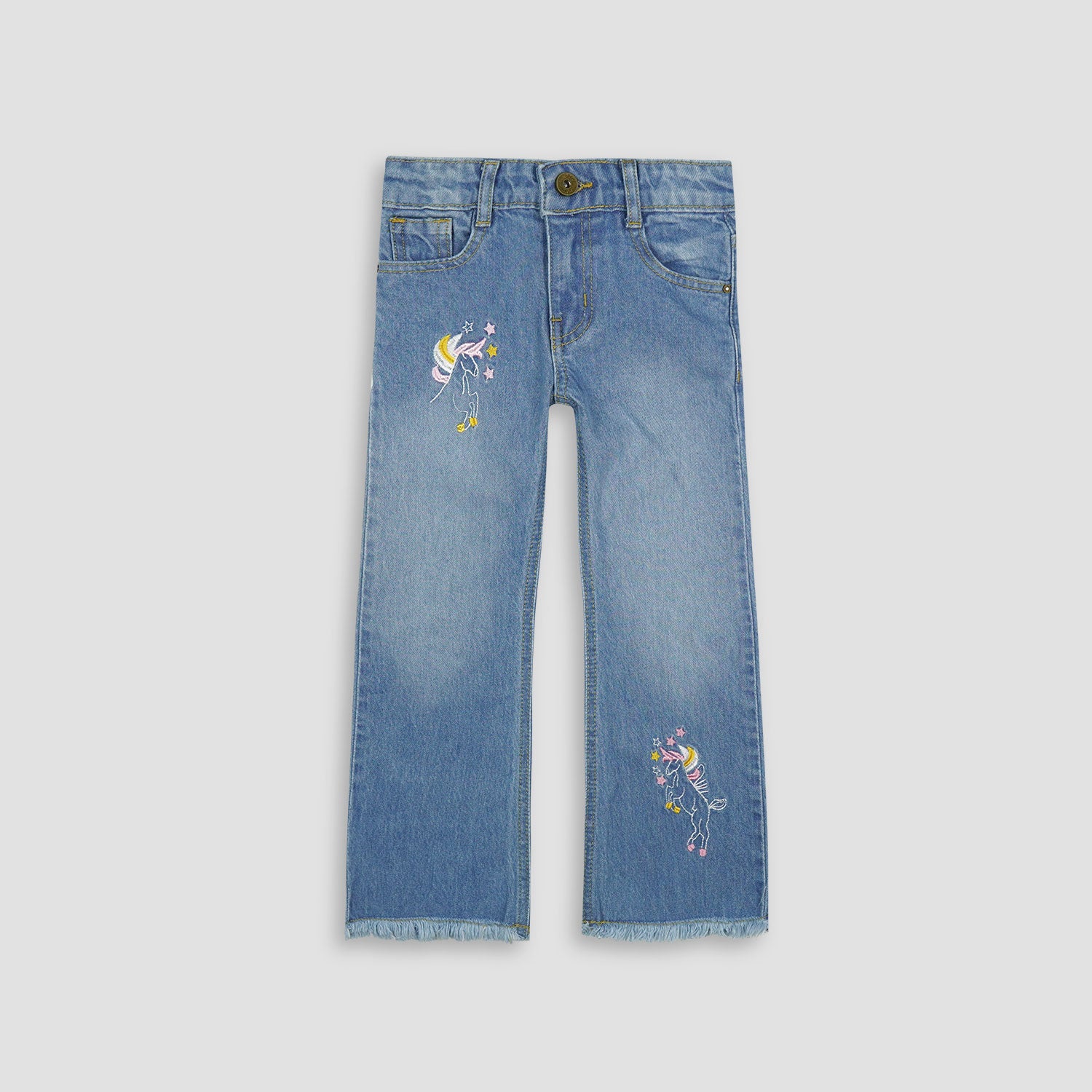 Girls Sky Blue Bellbottom Jeans