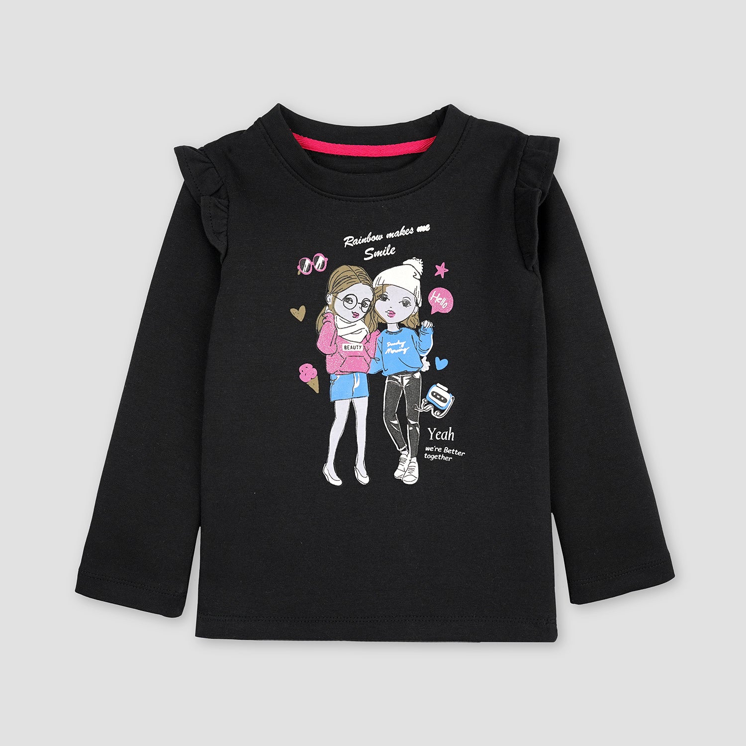 GIRLS TRICK AND TREAT GRAPHIC TEE-004993-BLK