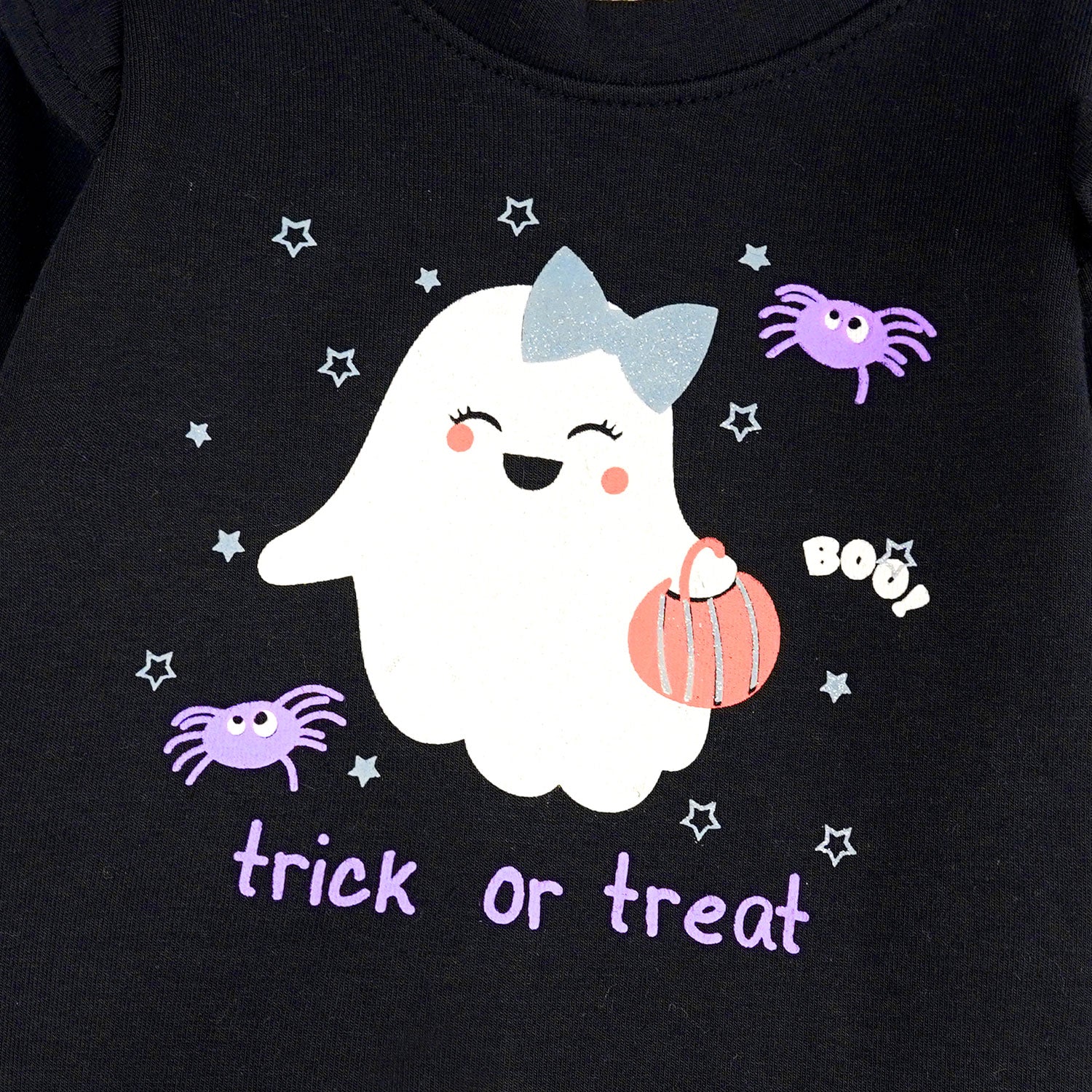 GIRLS TRICK AND TREAT GRAPHIC TEE-004993-BLK