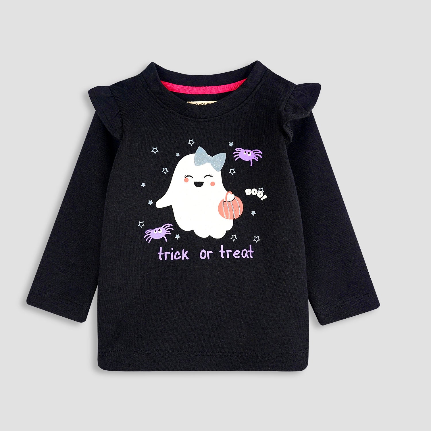 GIRLS TRICK AND TREAT GRAPHIC TEE-004993-BLK