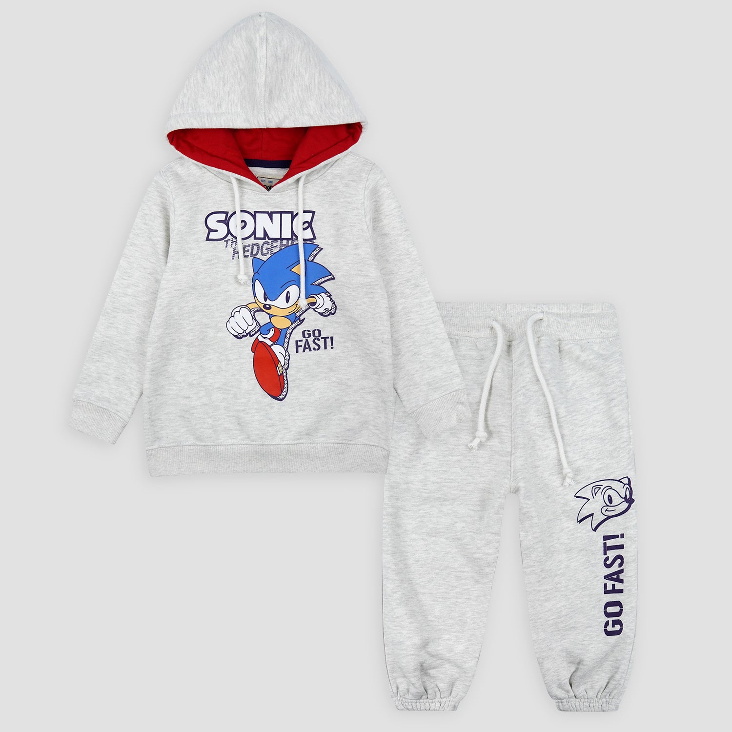 Sonic "Go Fast" Oatmeal Fleece Hoodie Set