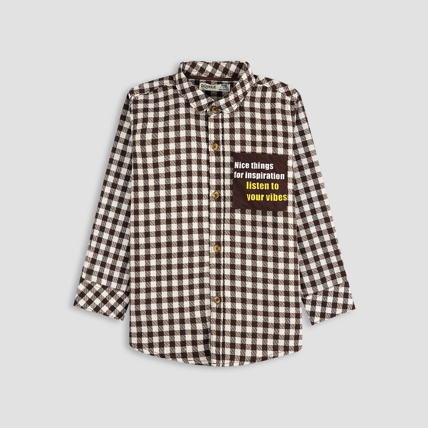 BOYS CONTRAST POCKET FONT GRAPHIC SHIRT-005212-BWC