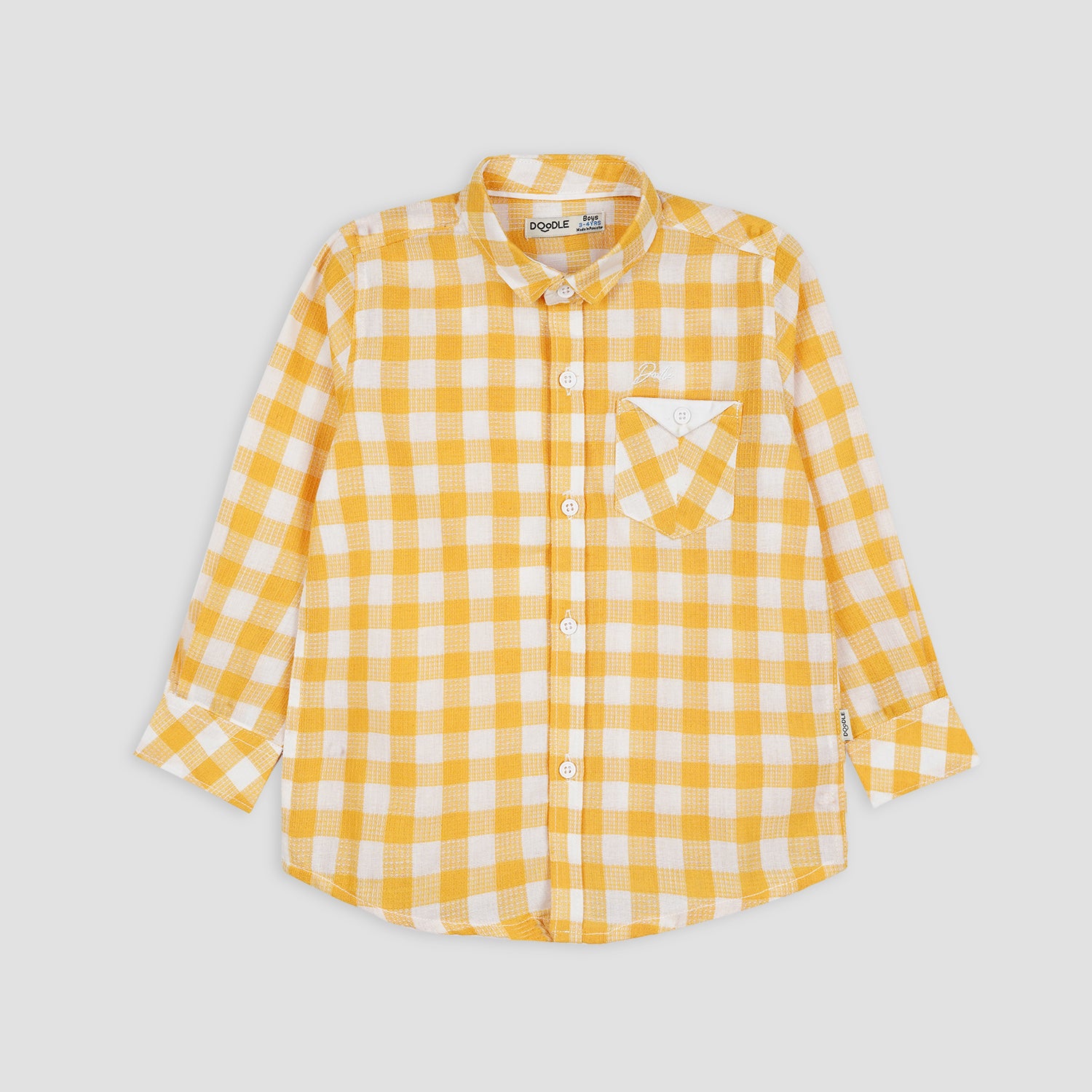 Boys Cut&Sew Contrast Pocket Check Shirt-005214-Cmw