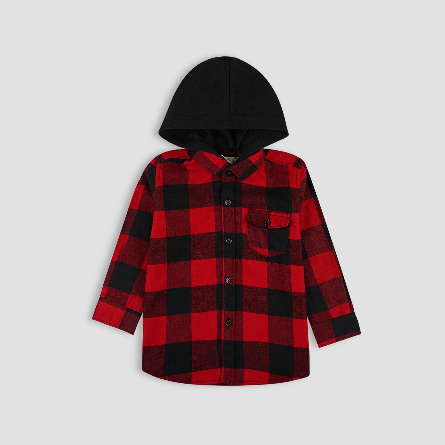 BOYS CONTRAST HOOD FLANNEL CHECK SHIRT-005251-RBC