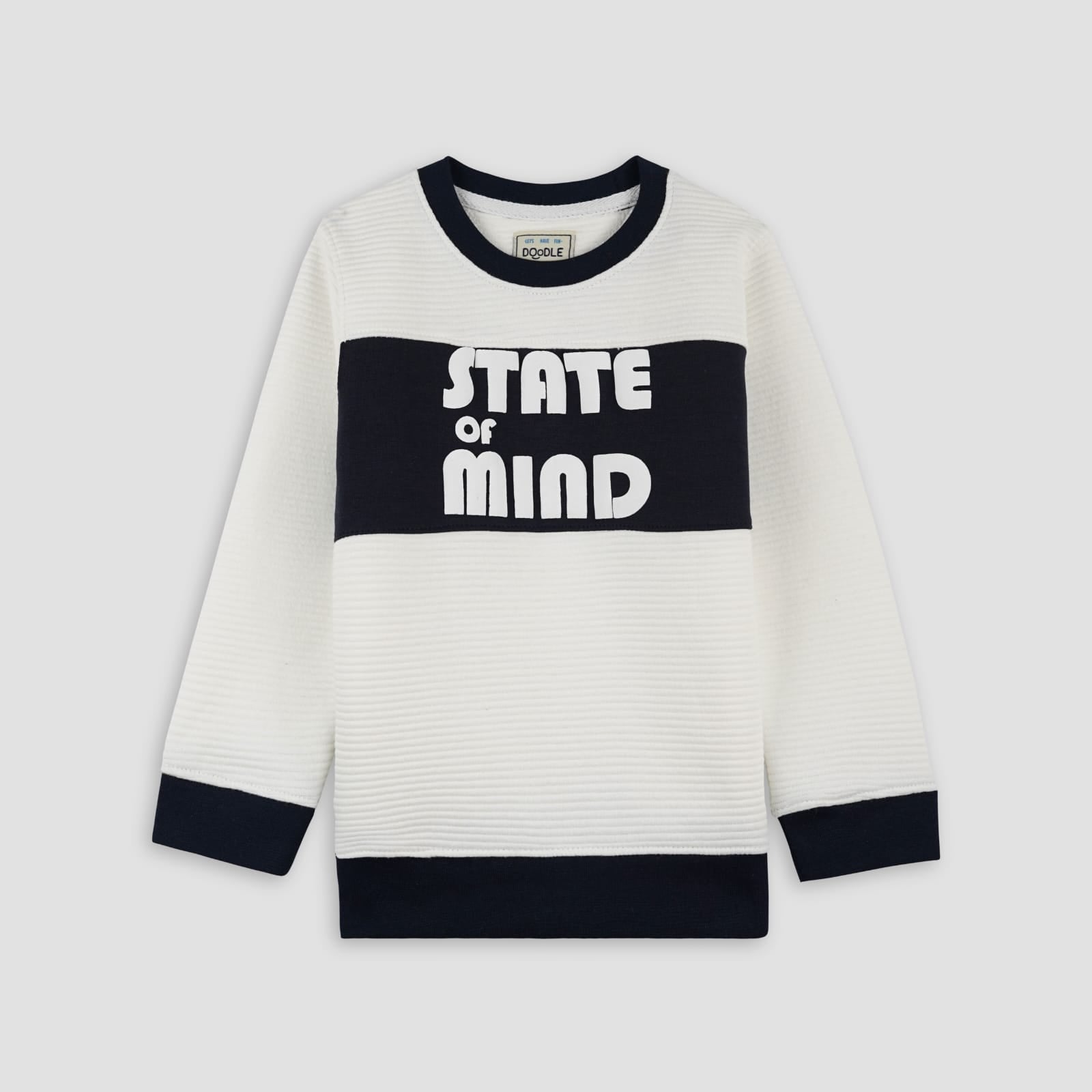 BOYS CONTRAST PANEL FONT GRAPHIC SWEAT SHIRT-005293-WHT