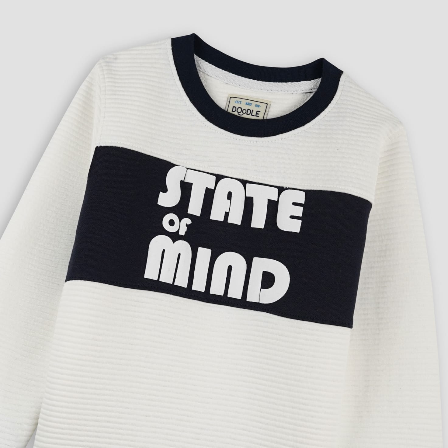 BOYS CONTRAST PANEL FONT GRAPHIC SWEAT SHIRT-005293-WHT