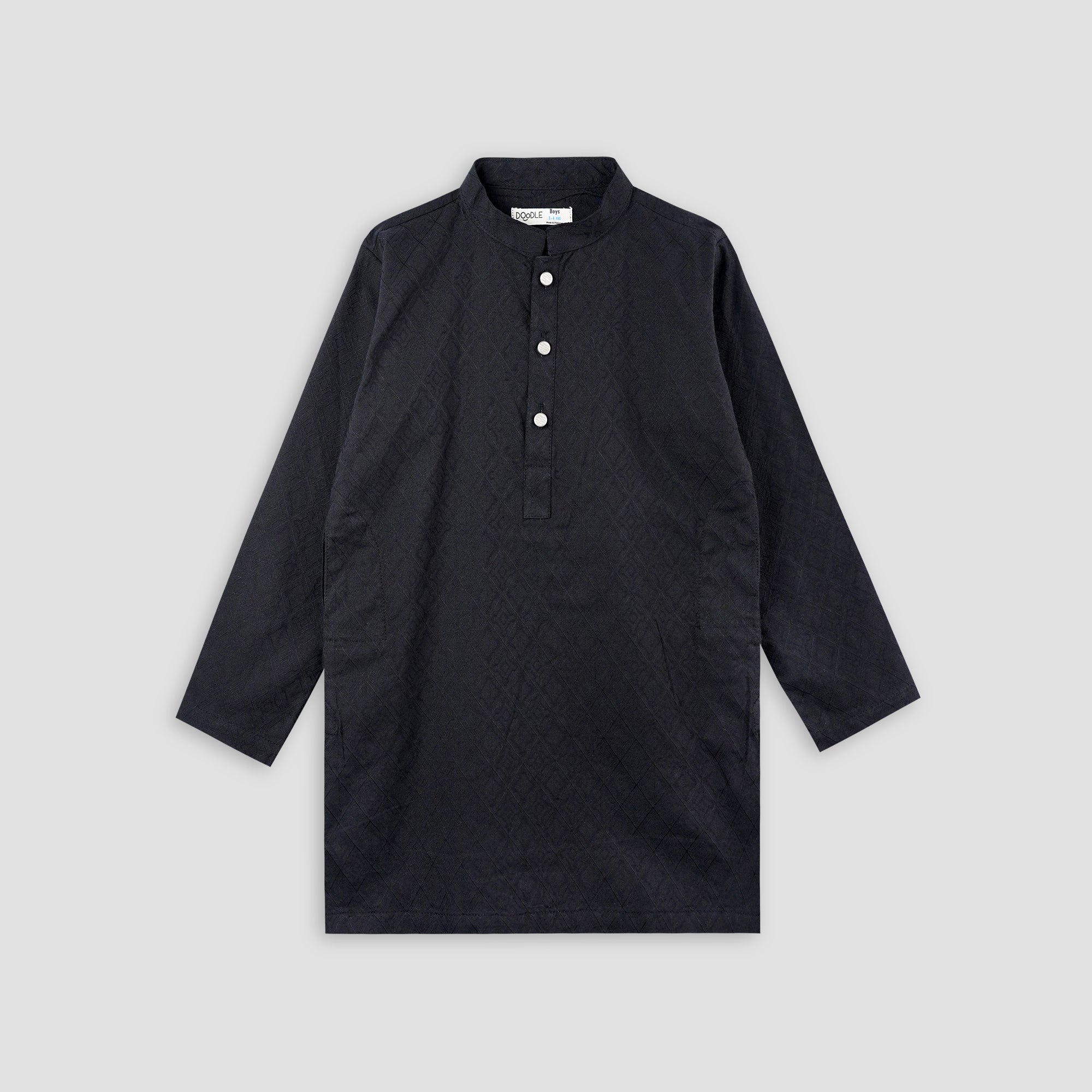 JACQUARD TEXTURED FASHION KURTA-005335-BLK