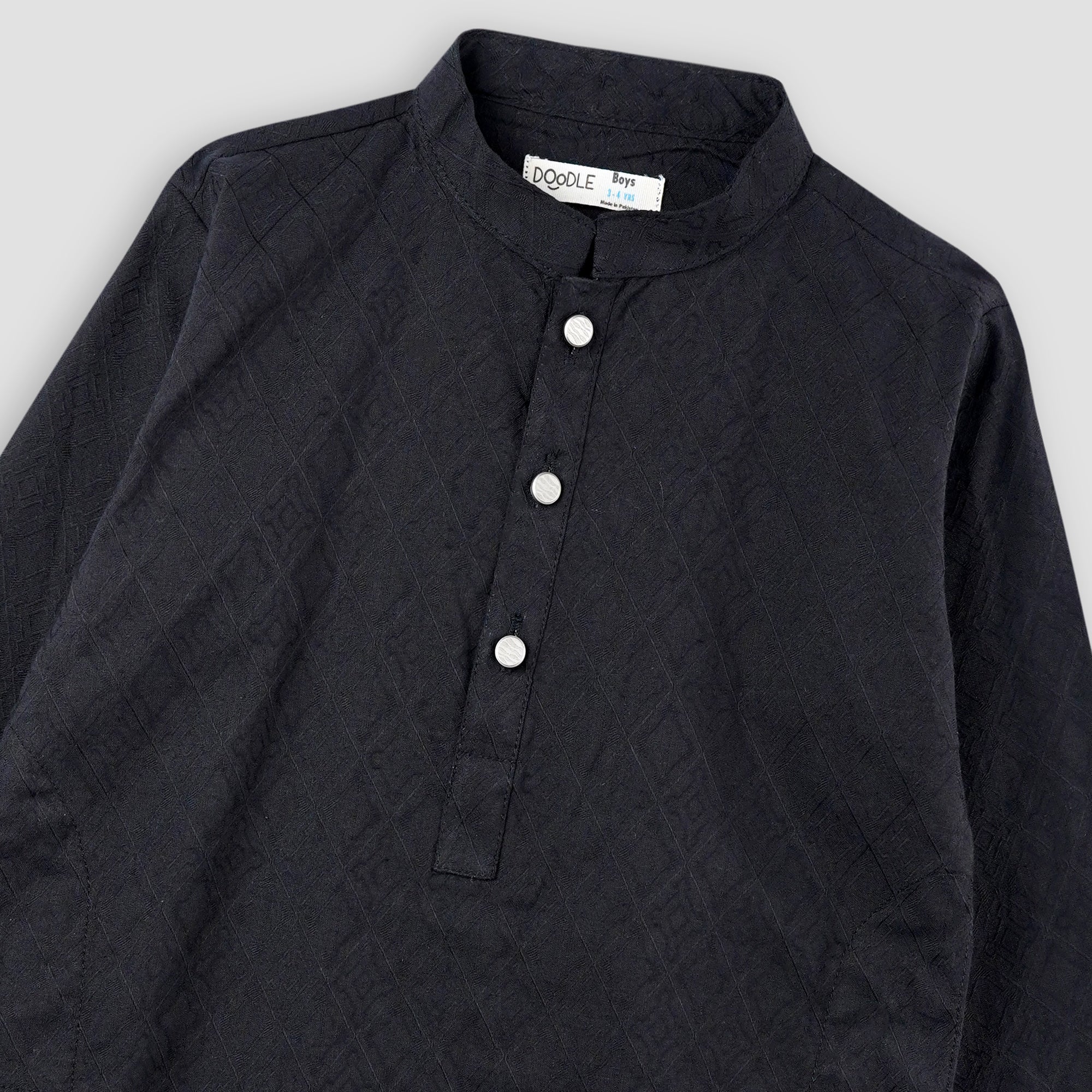 JACQUARD TEXTURED FASHION KURTA-005335-BLK