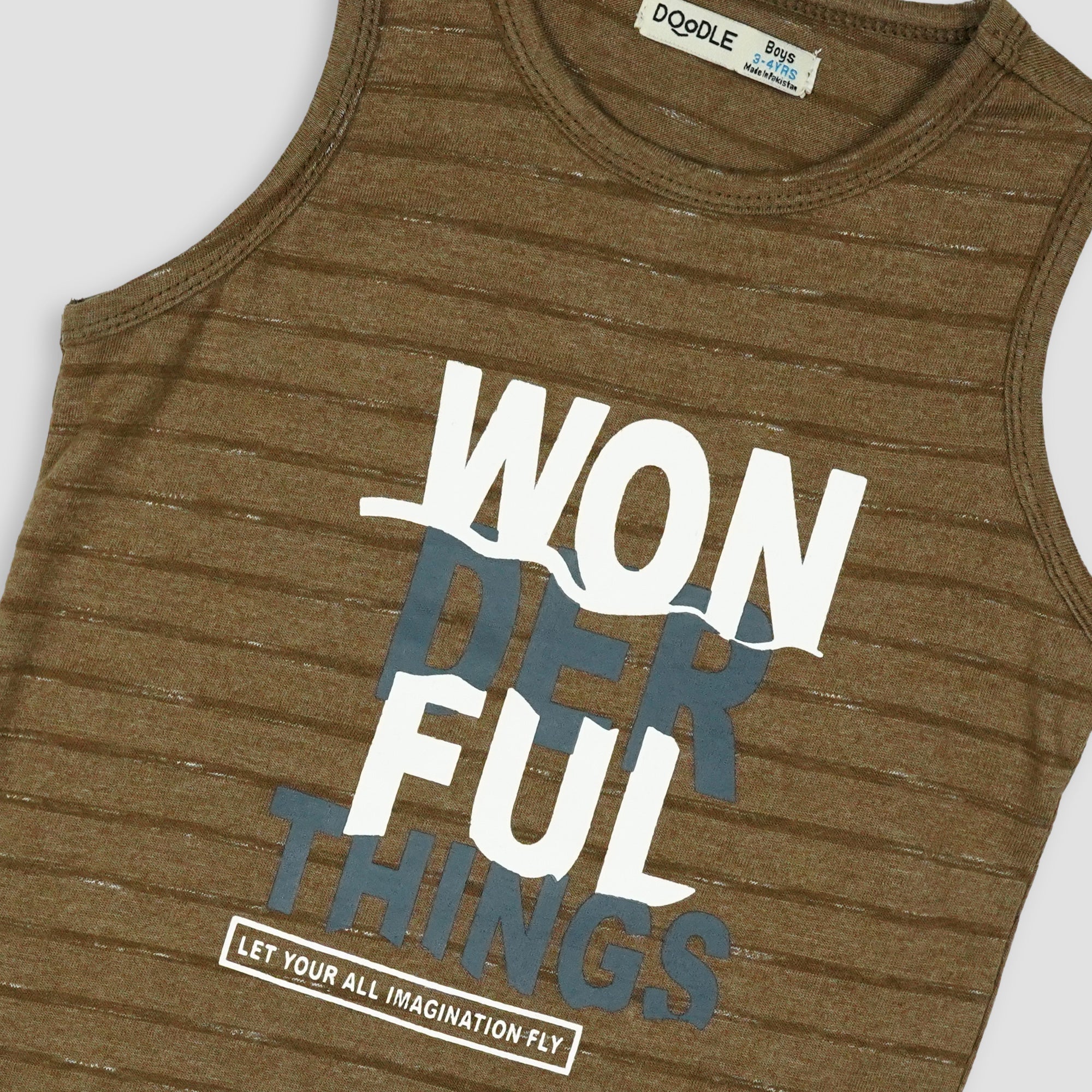 BOYS SELF TEXTURED FONTGRAPHIC VEST-005400-BST