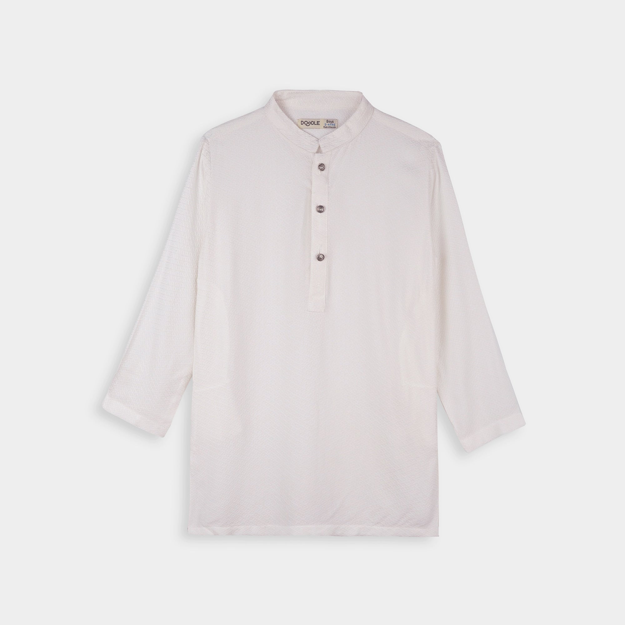 Boys Self Check Texture Fashion Kurta-005415-WHT