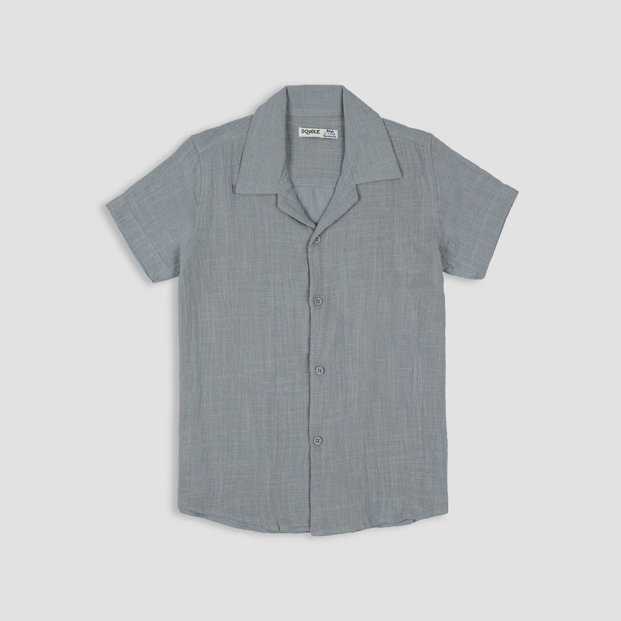 BOYS SELFT TEXTURED BEACH COLLAR SHIRT-005418-GRY