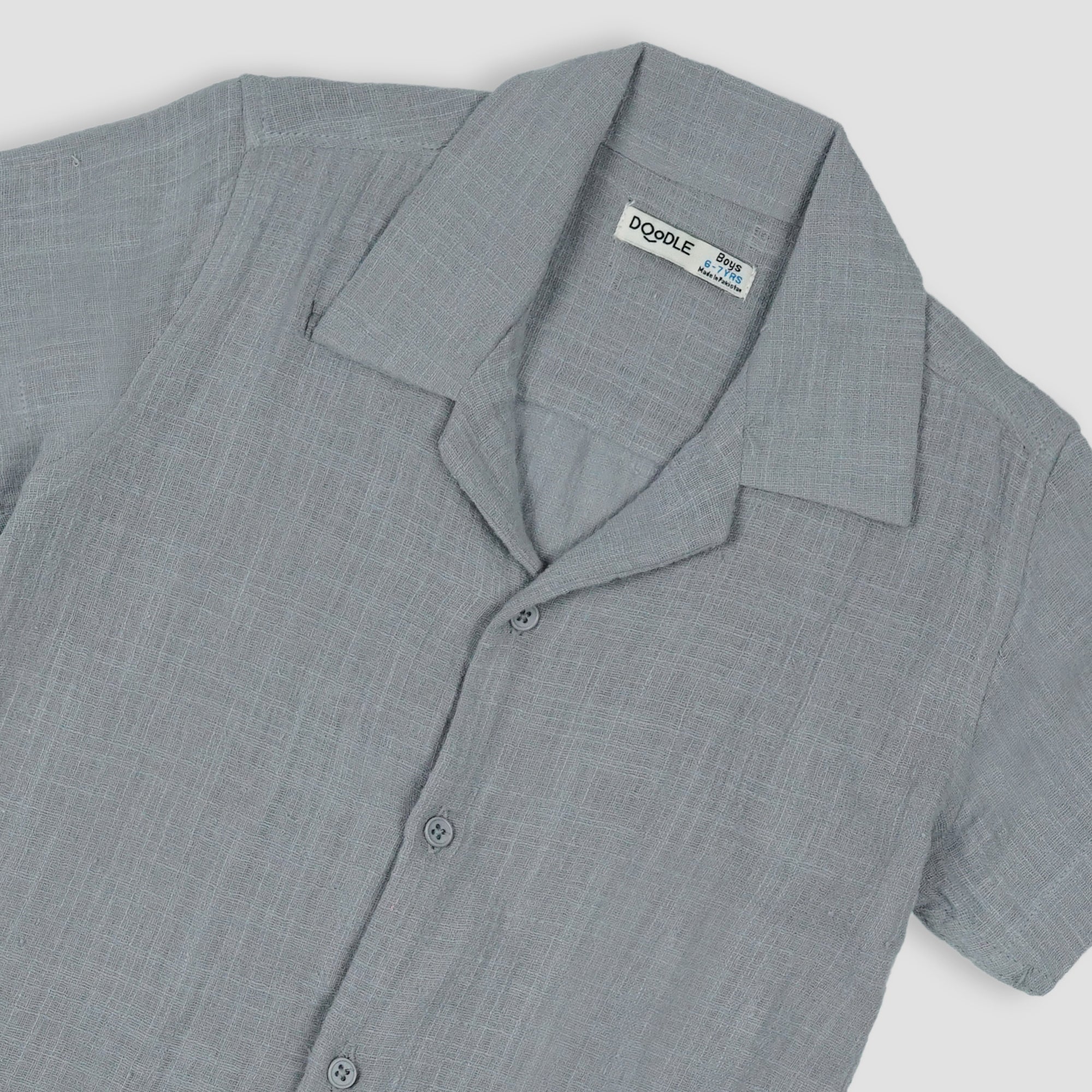 BOYS SELFT TEXTURED BEACH COLLAR SHIRT-005418-GRY