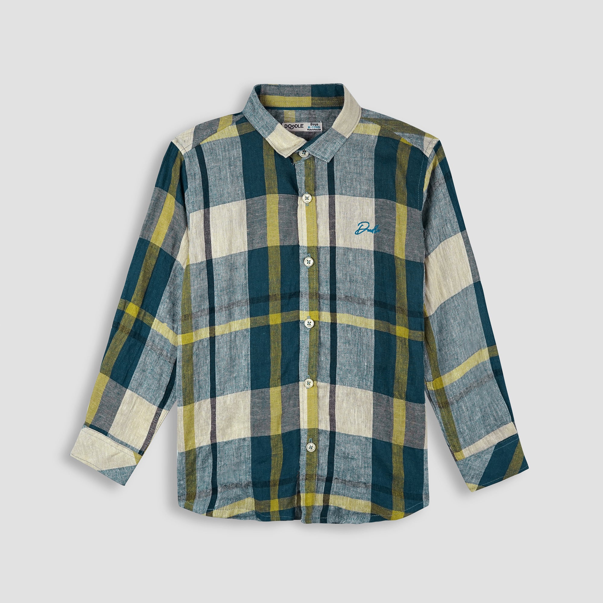 BOYS SIGN EMB MULTI CHECKER SHIRT-005422-MLC